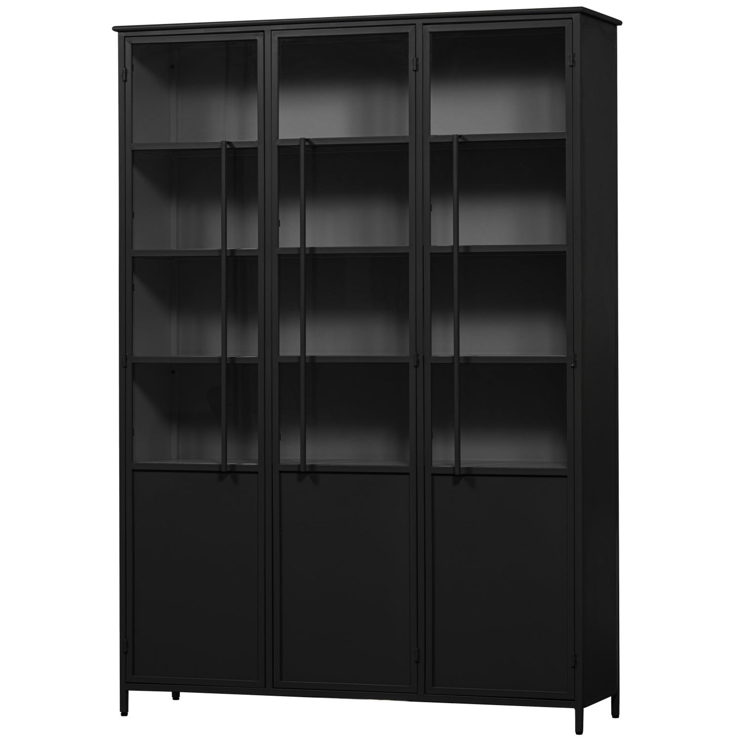 Vitrine Metallschrank Exhibit XL 3-türig Industrial Metall Glas Schwarz