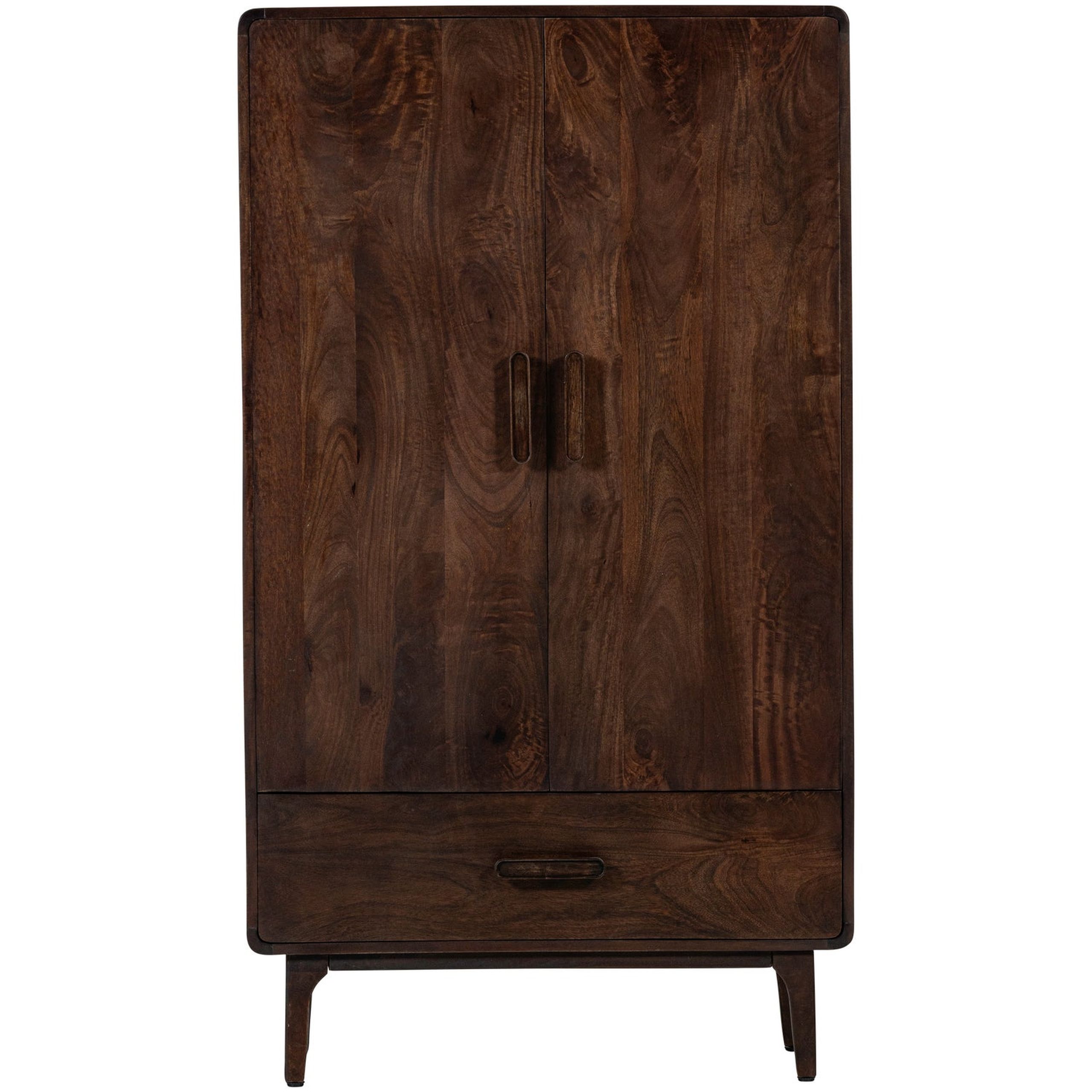 Retro Kleiderschrank Wäscheschrank Liya Mangoholz 2 Türen 1 Schublade