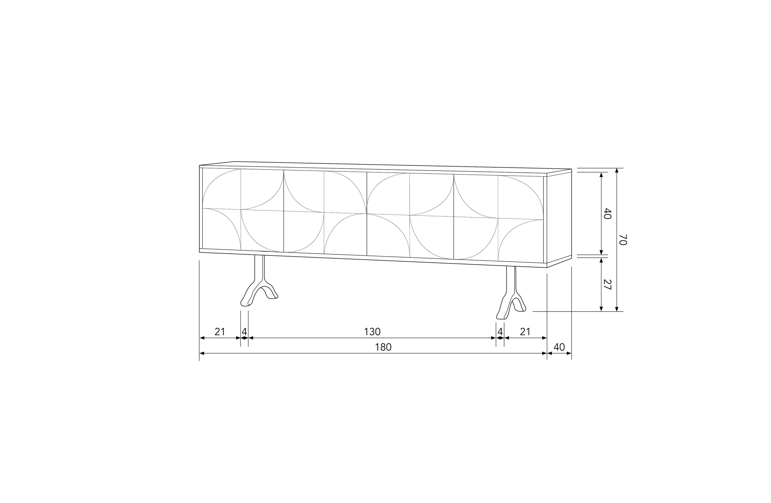 Retro Sideboard TV-Board Draw Mangoholz Walnuss-Finish