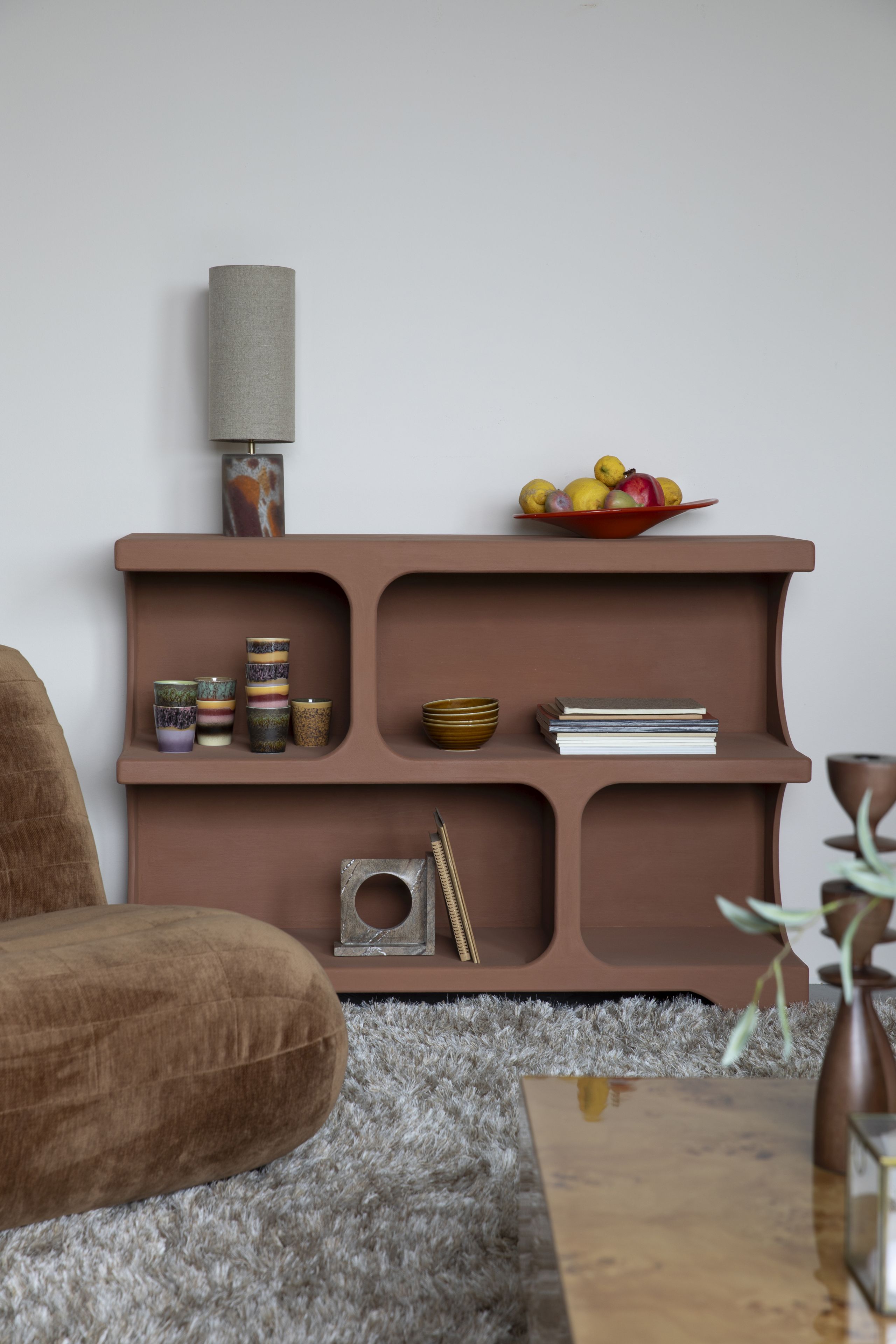Retro Standregal Bücherregal Dundee Terracotta M