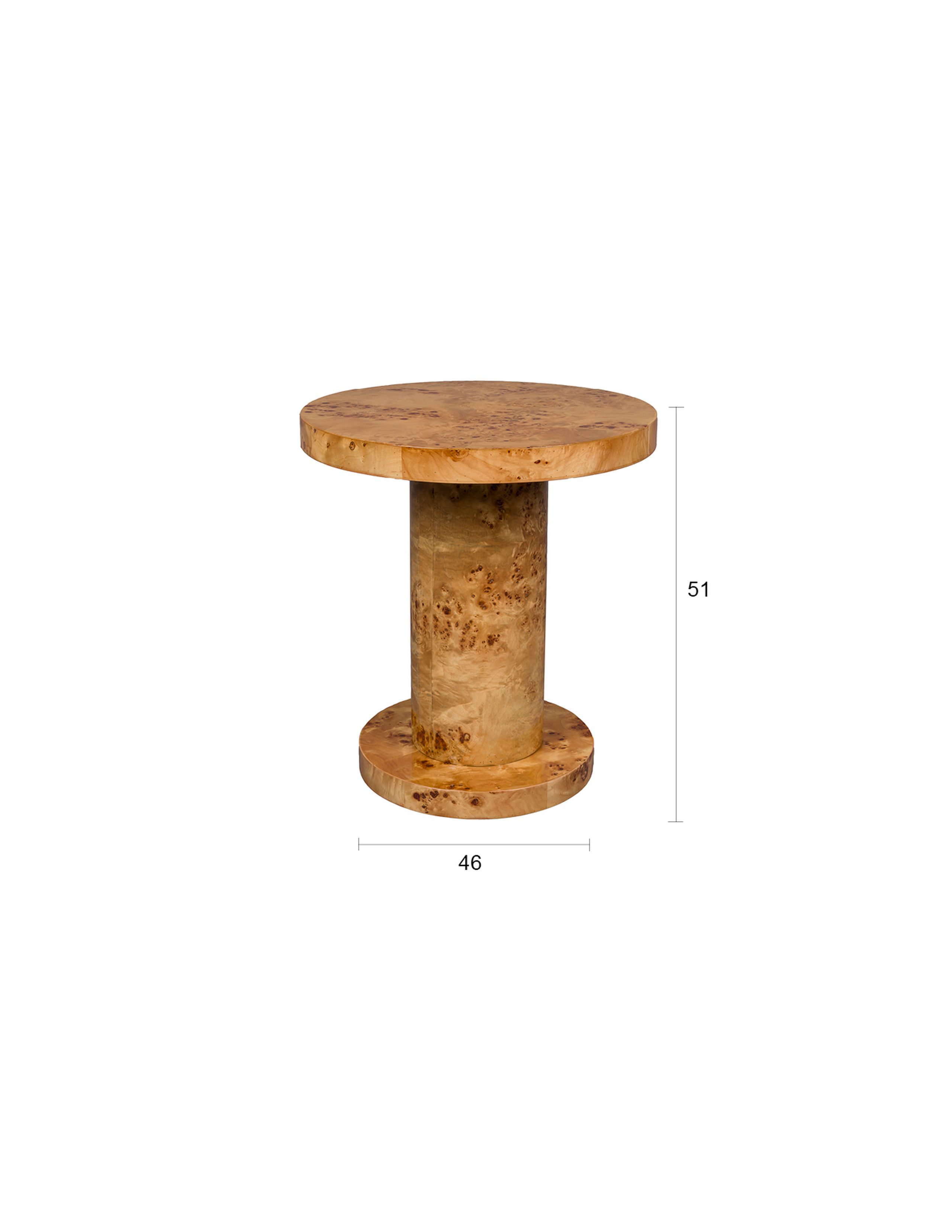 Retro Couchtisch Beistelltisch Quinn Wurzelholzfurnier 51 cm