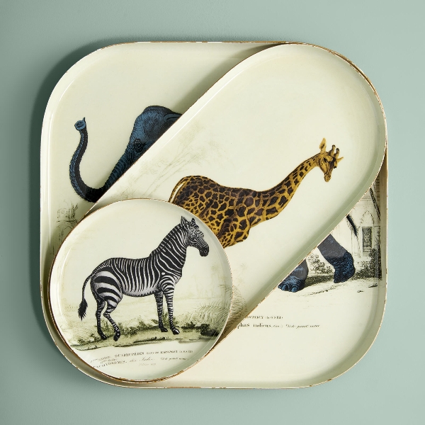 Vintage Tablett 3er Set Safari Tiermotive Metall Vintage Tablett 3er Set Safari Tiermotive Metall