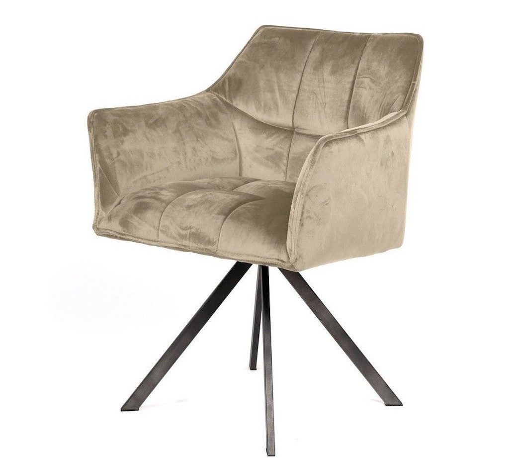 Essgruppe Arch Organic 180 Travertin + 4 Stühle Samt Champagner