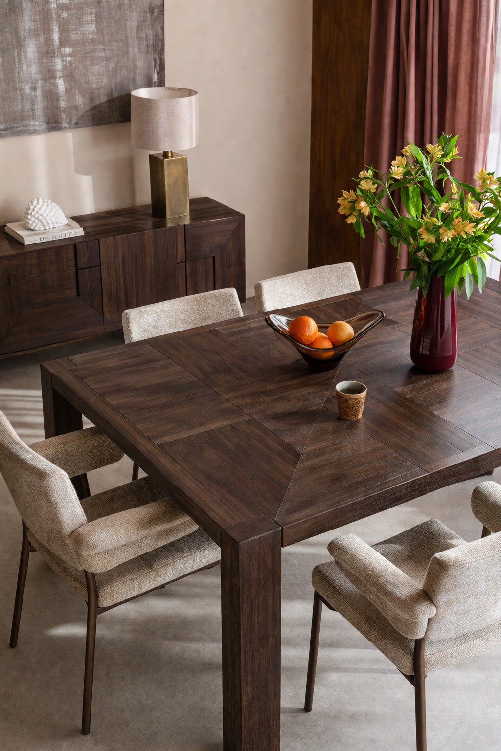 Retro Esstisch Massivholztisch Bruneau Akazie Braun