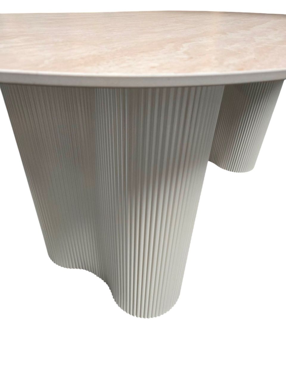 Essgruppe Bari 160 Travertin Metall + 4 Holzstühle Linea