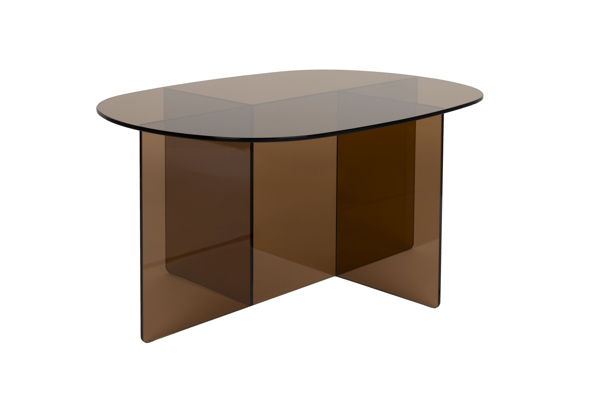 Retro Couchtisch Beistelltisch Linea braunes Glas oval