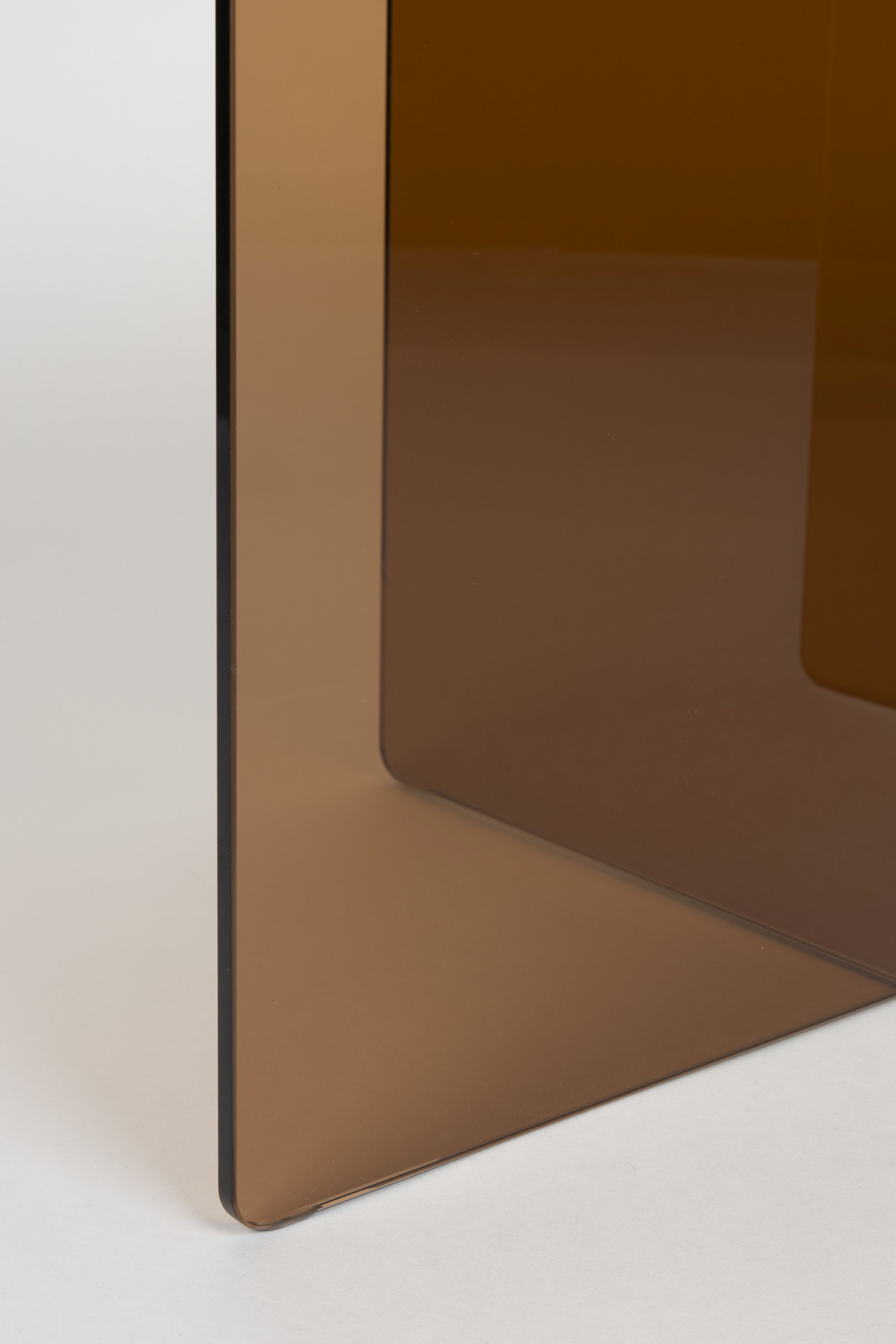 Retro Couchtisch Beistelltisch Linea braunes Glas oval