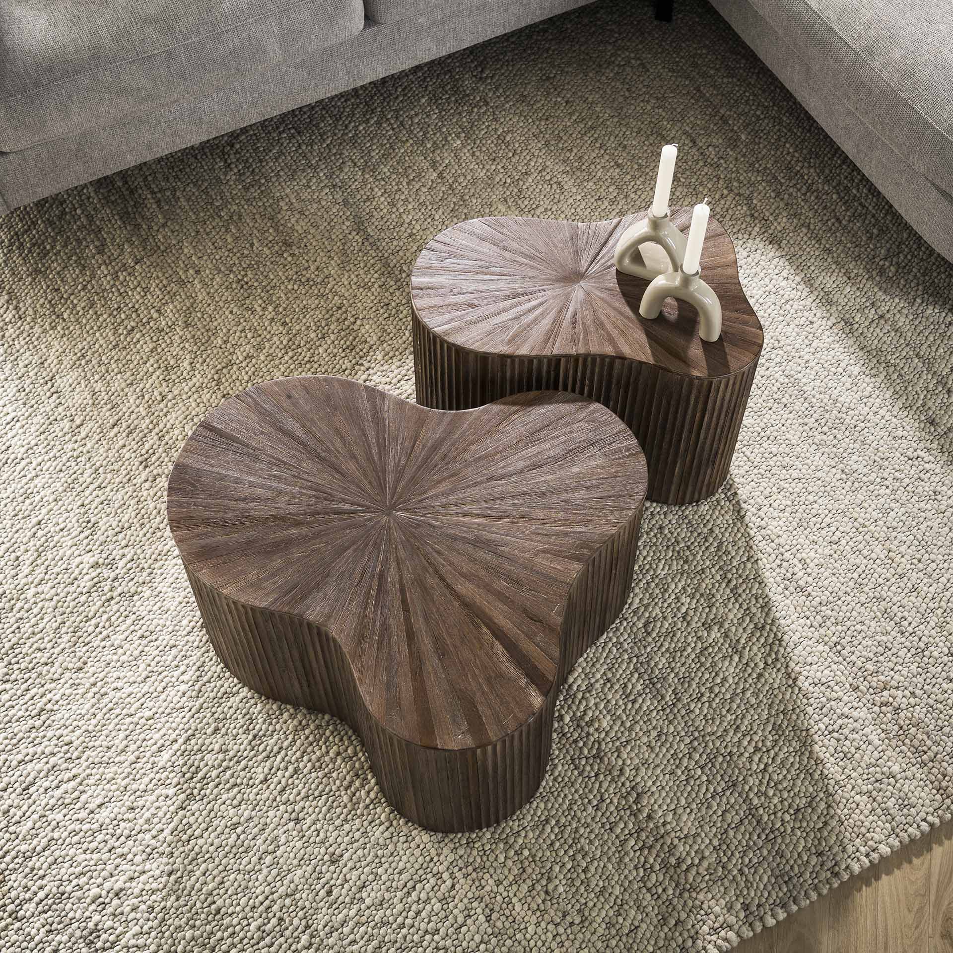 Retro Couchtisch 2er Set Shamrock Maya Teakholz