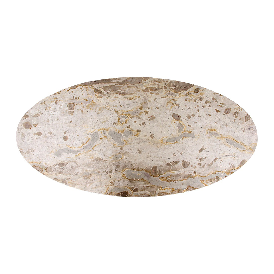 Retro Couchtisch Marble Marmor Holz oval Cream
