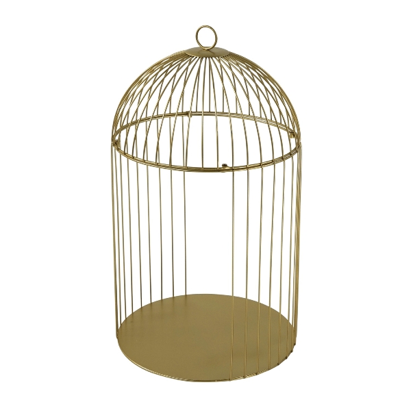 Deko Käfig Metall Gold mit Aufhängung 65 cm