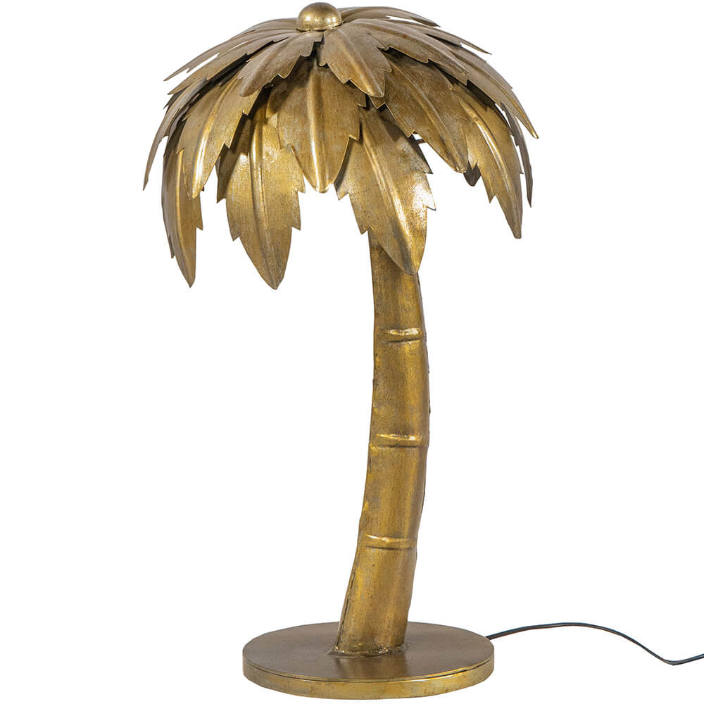 Vintage Tischlampe Palme Metall Gold Retro 70 cm