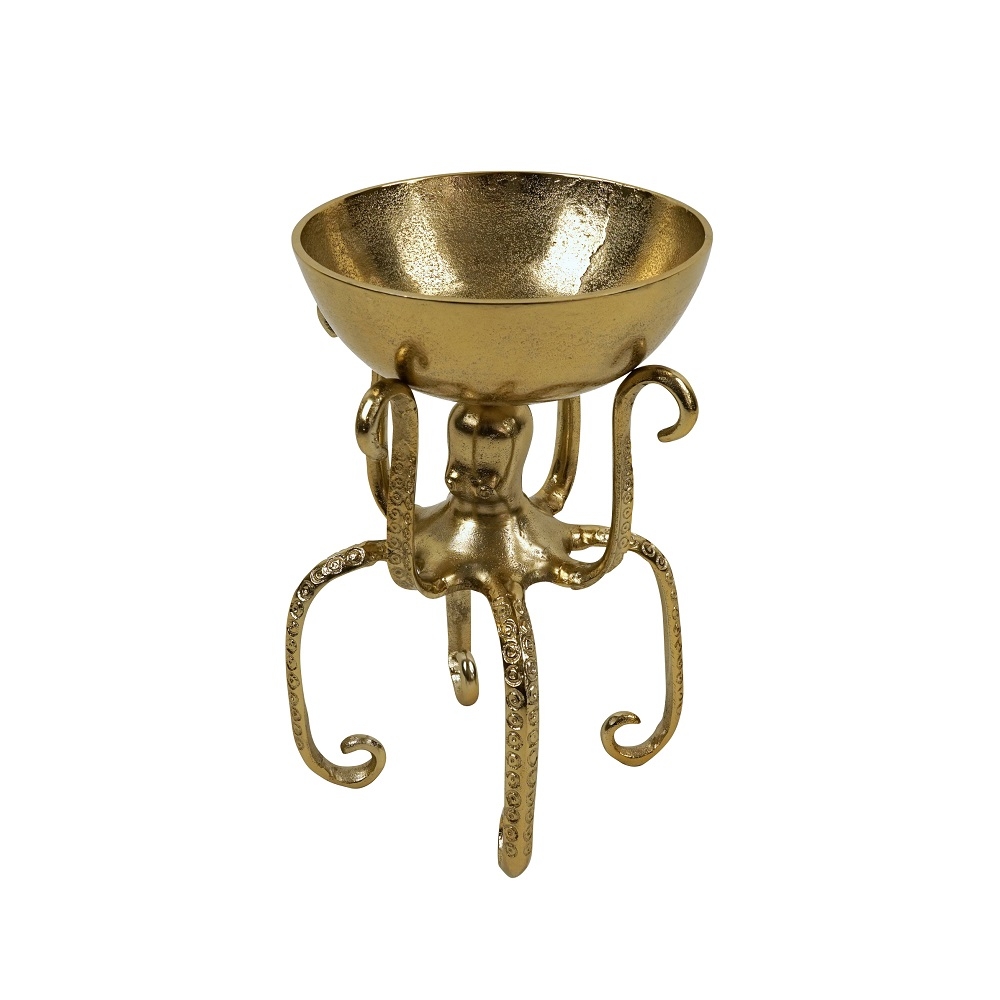 Deko Schale Octopus Krake Aluminium Gold