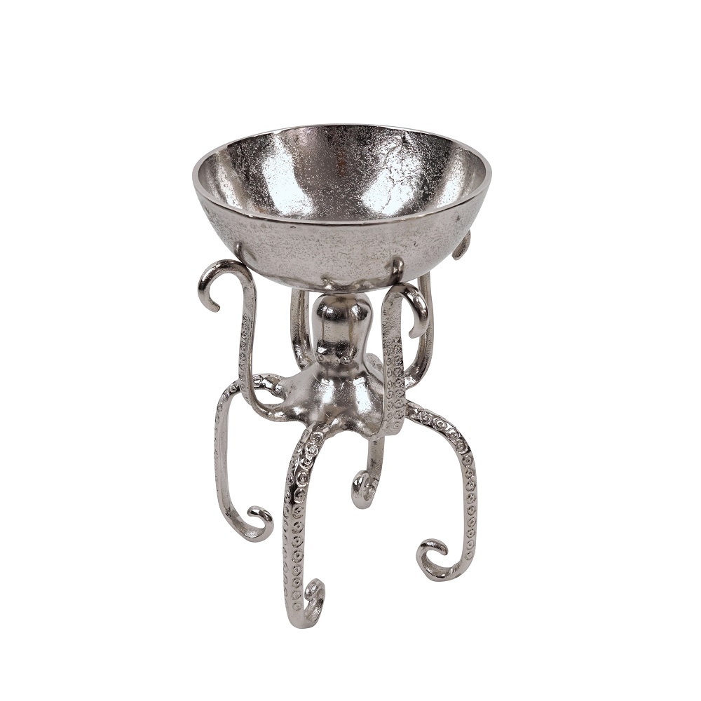 Deko Schale Octopus Krake Aluminium XL Silber