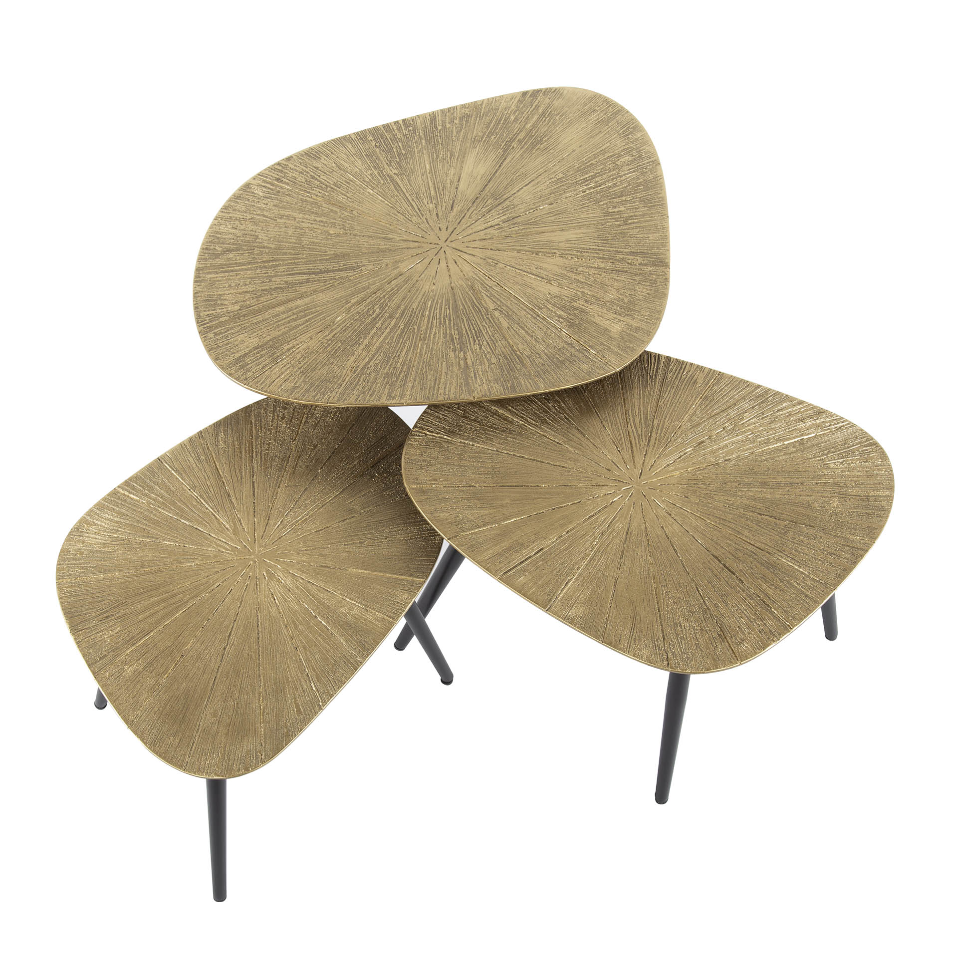 Retro Couchtisch Set Ray Of Light Metall Bronze / Gold 3er Set Quadratisch Retro Couchtisch Set Ray Of Light Metall Bronze / Gold 3er Set Quadratisch