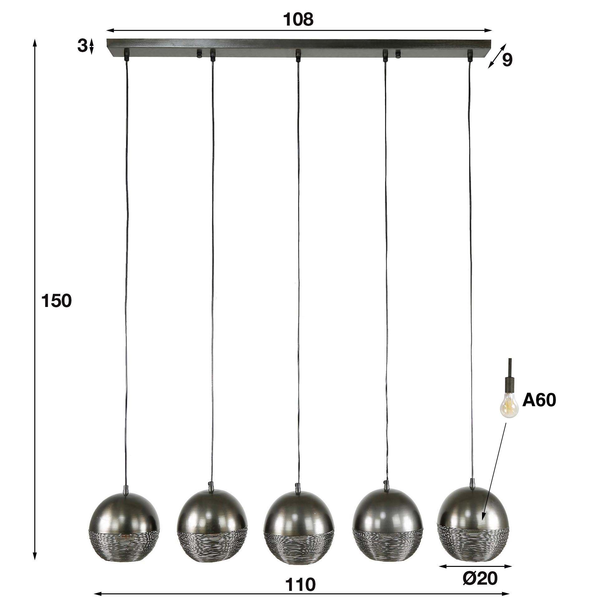 Hängelampe Industrial Metall Hemisphere 5er