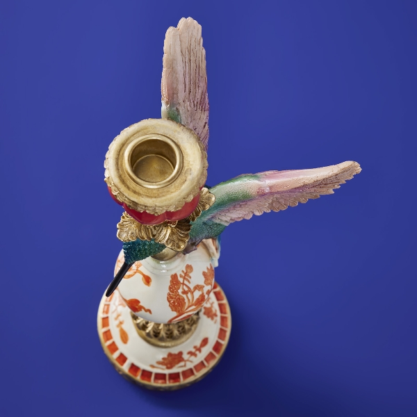 Vintage Kerzenständer Kolibri Asia Bunt 