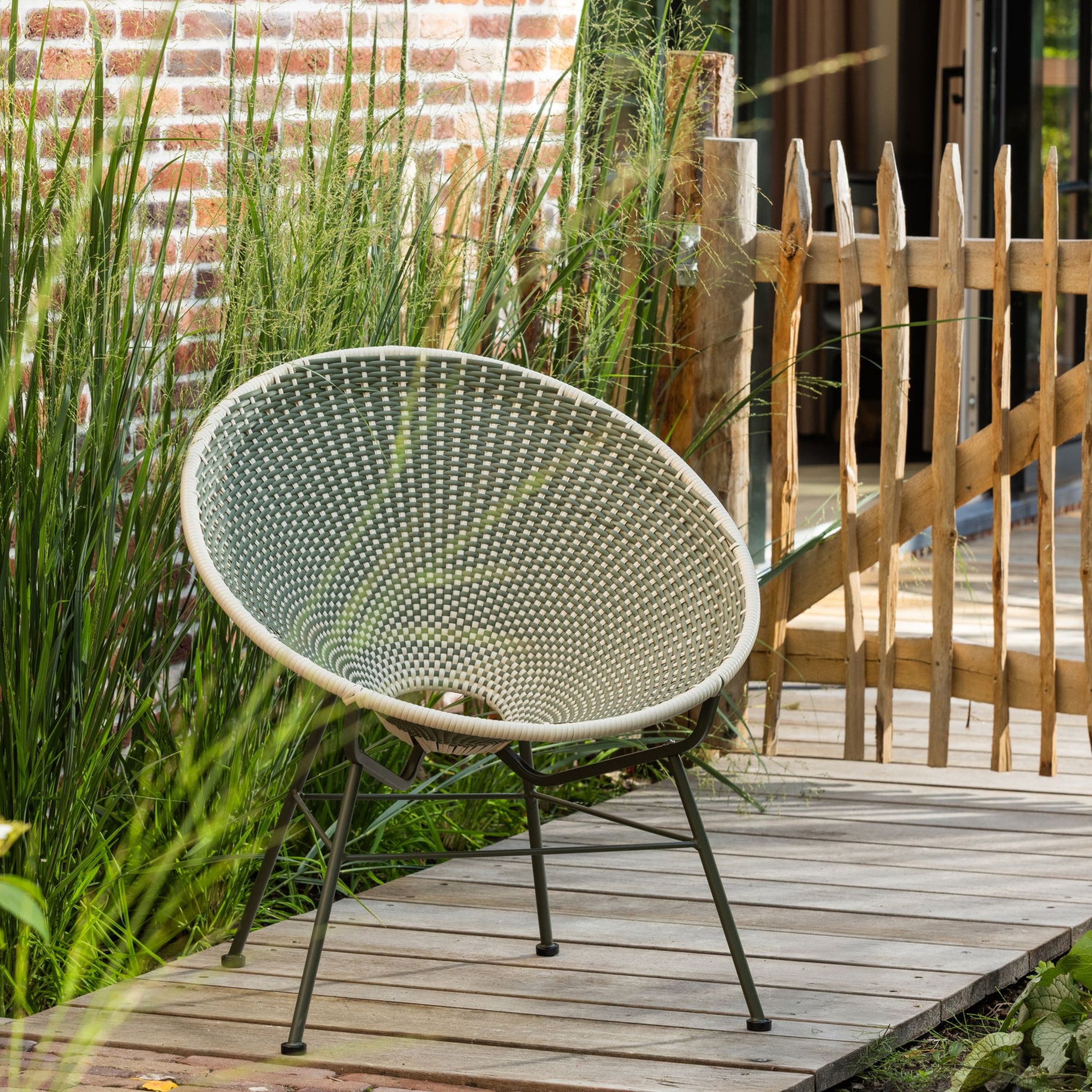 Retro Rattansessel Kazoun PE-Rattan In/Outdoor Grün