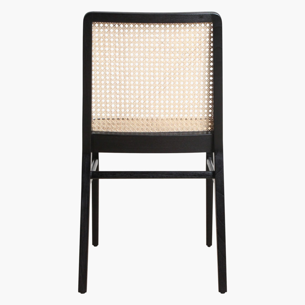 STRA00113_3 Esszimmerstuhl Novita Teak Rattan Wiener Geflecht Schwarz