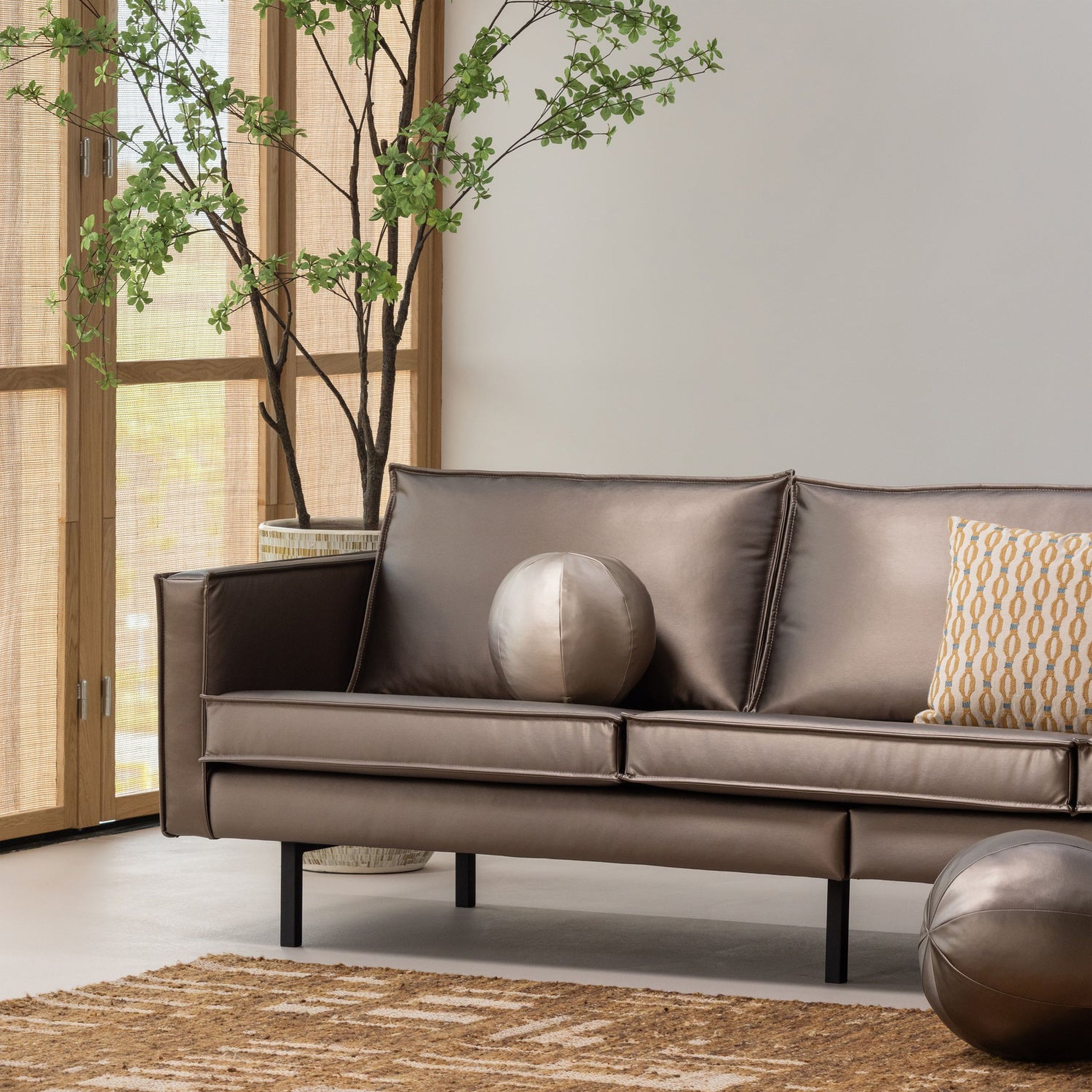 Retro Sofa Rodeo 3-Sitzer Metallic Kupfer Braun Retro Sofa Rodeo 3-Sitzer Metallic Kupfer Braun