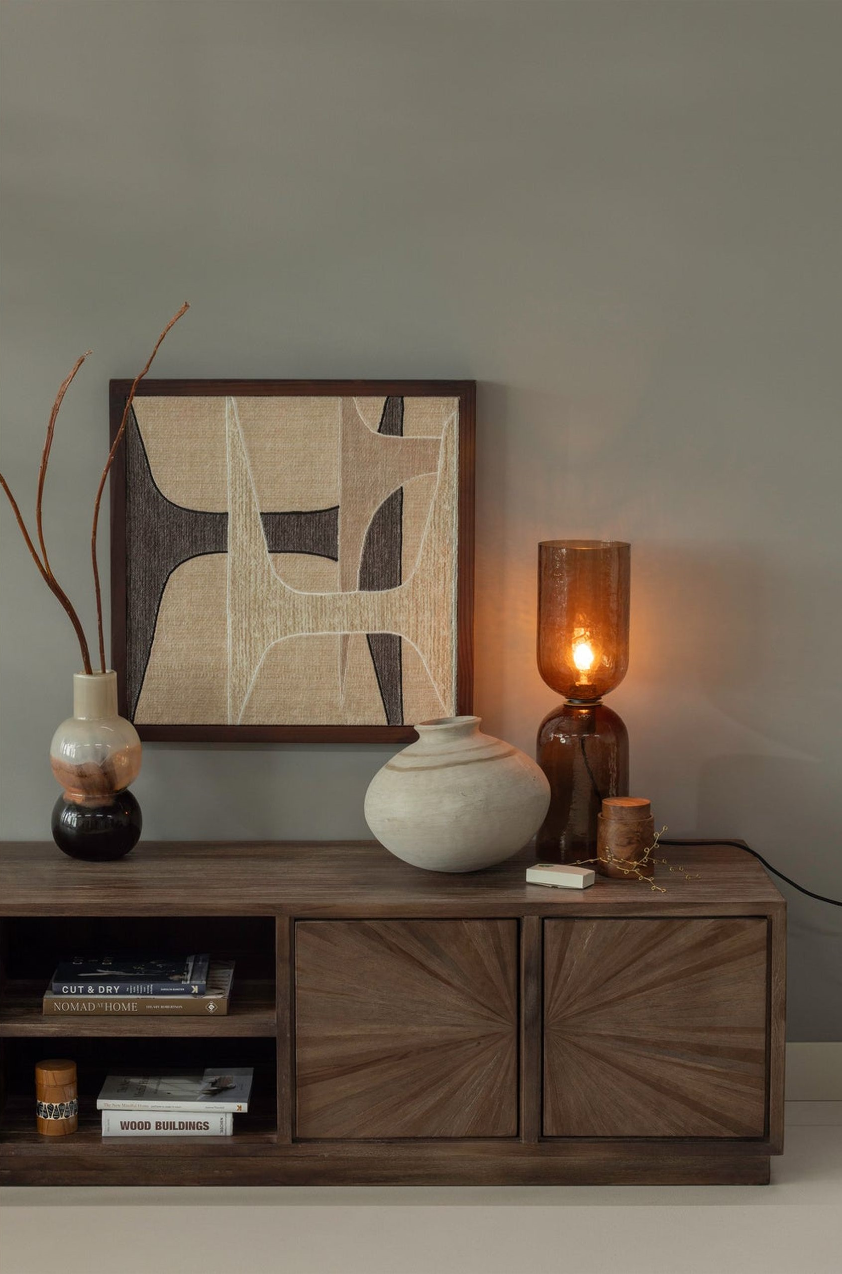 Massivholz TV-Board Sun Teakholz 4 türig 2 Fächer 200 cm