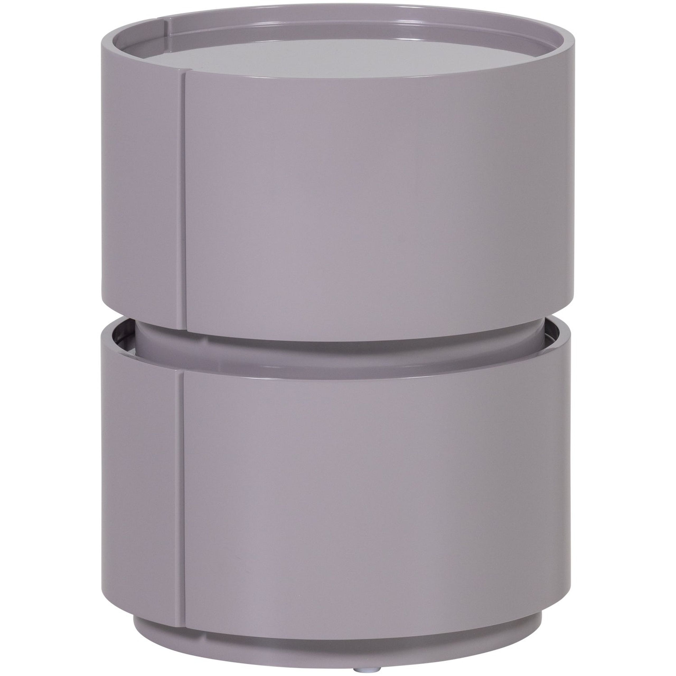 Retro Nachttisch Lunex Rund 2 Schubladen Mauve