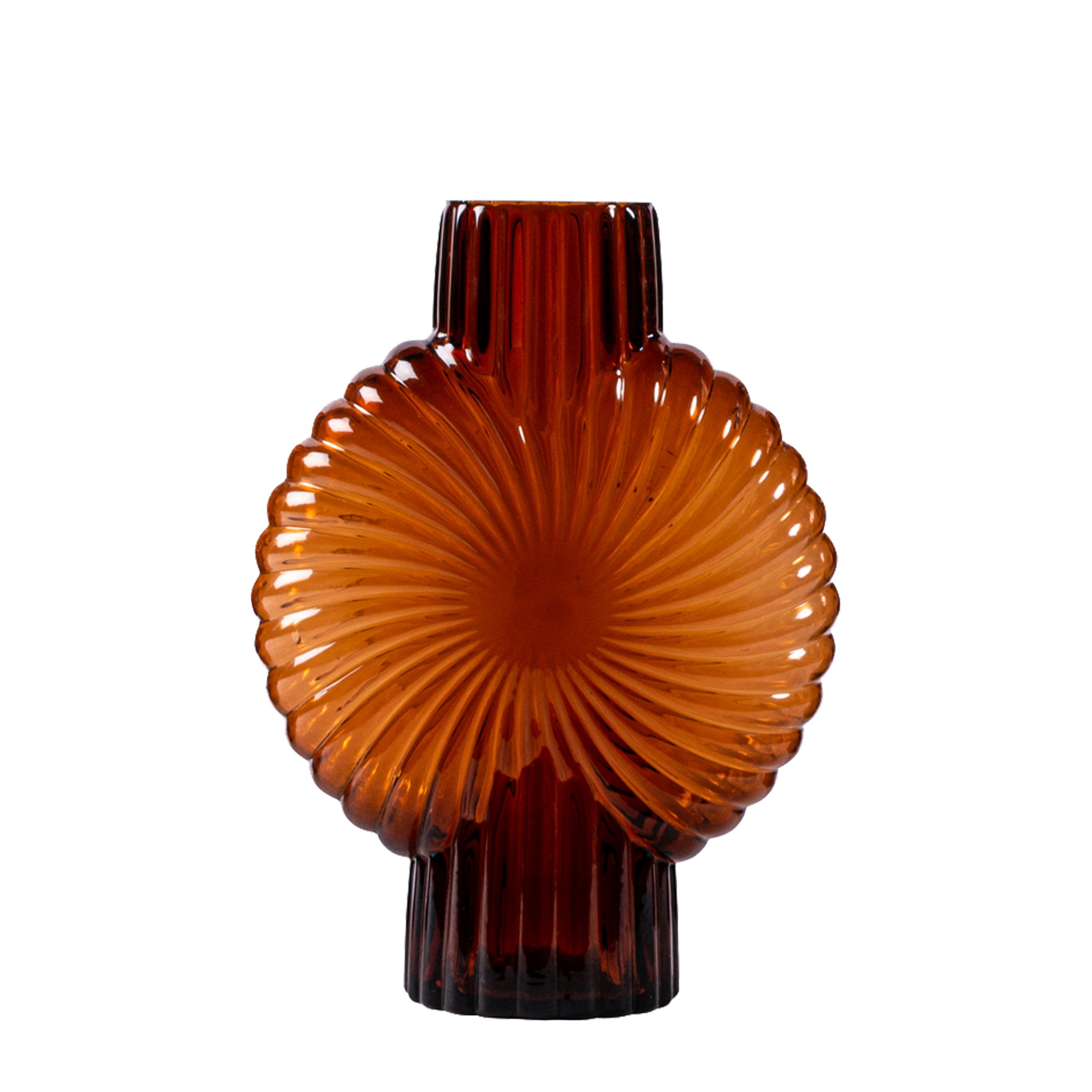 708799 Retro Vase Brown Stripes Glas 32cm