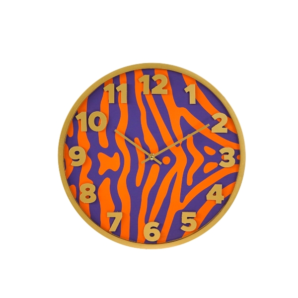 Retro Wanduhr Pop-Art Safari in Orange Lila