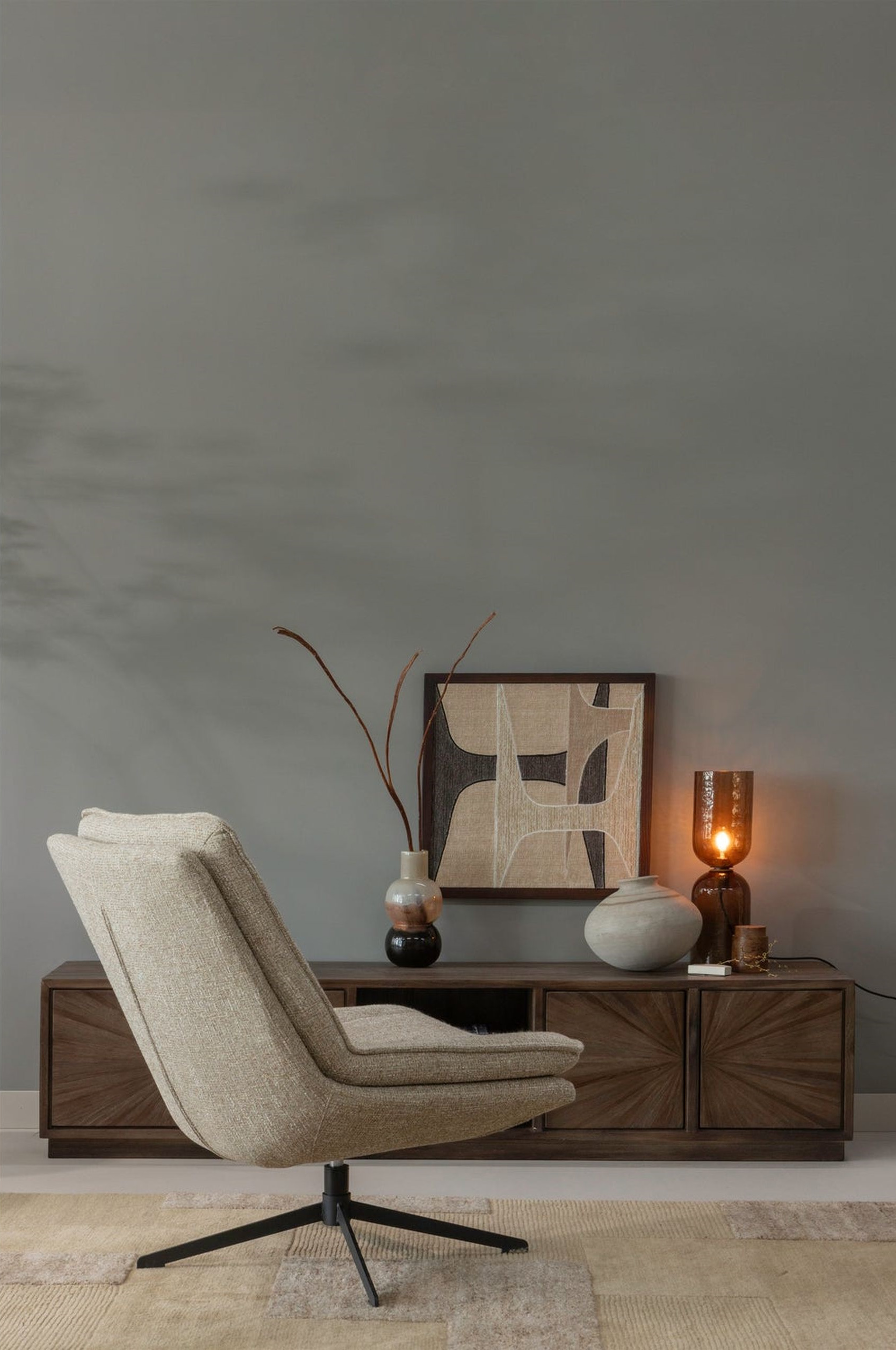 Massivholz TV-Board Sun Teakholz 4 türig 2 Fächer 200 cm