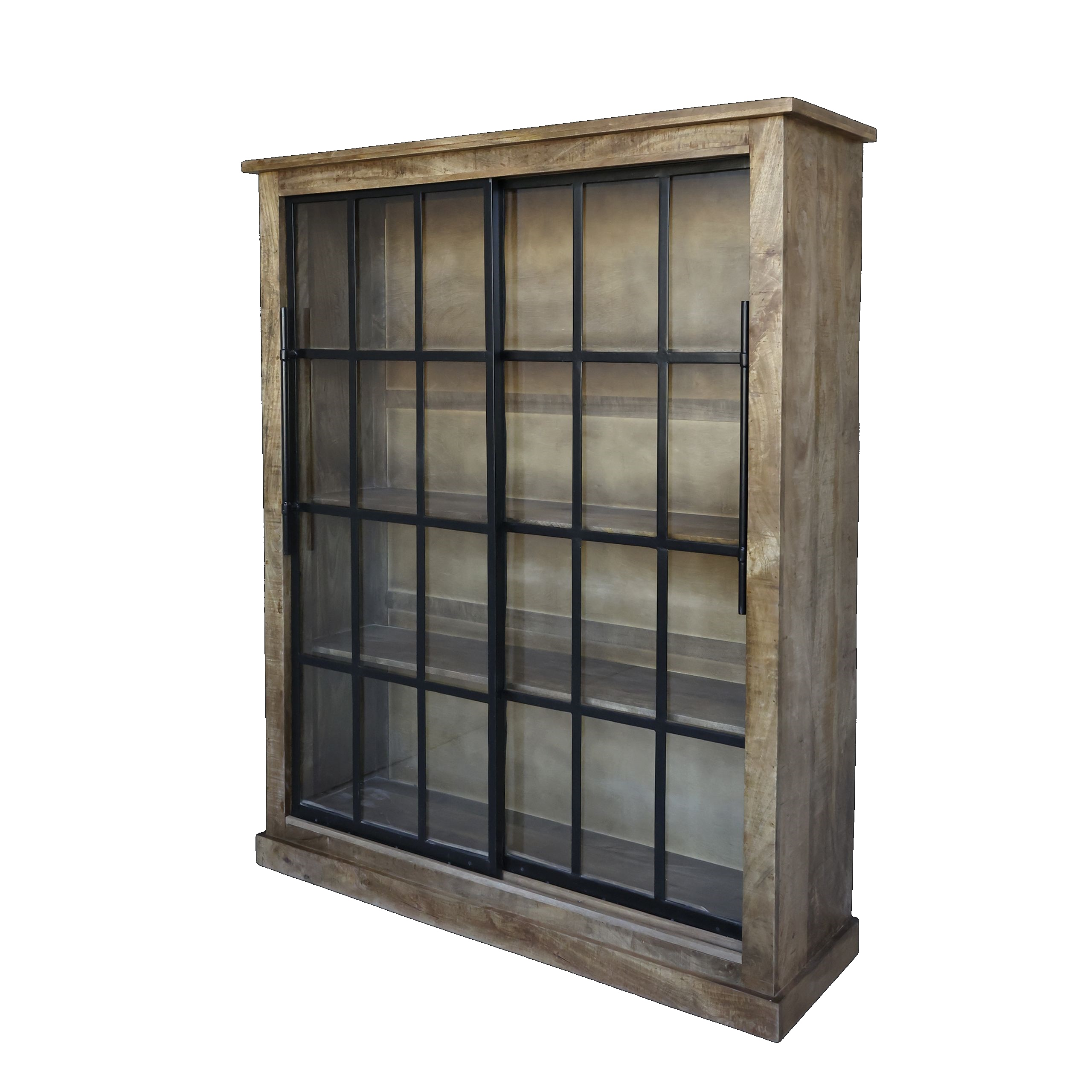 Vintage Vitrine Geschirrschrank Paris Mangoholz Glas 190