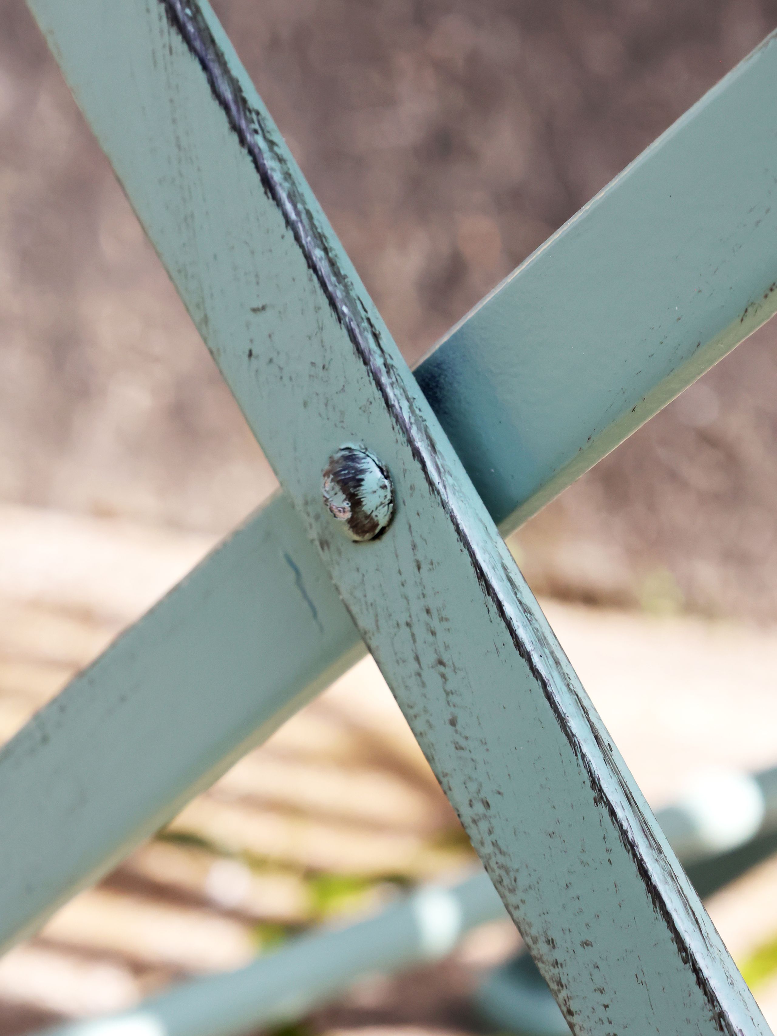 Vintage Set Jardin Metall Antik-Mint zwei Stühle ein Tisch