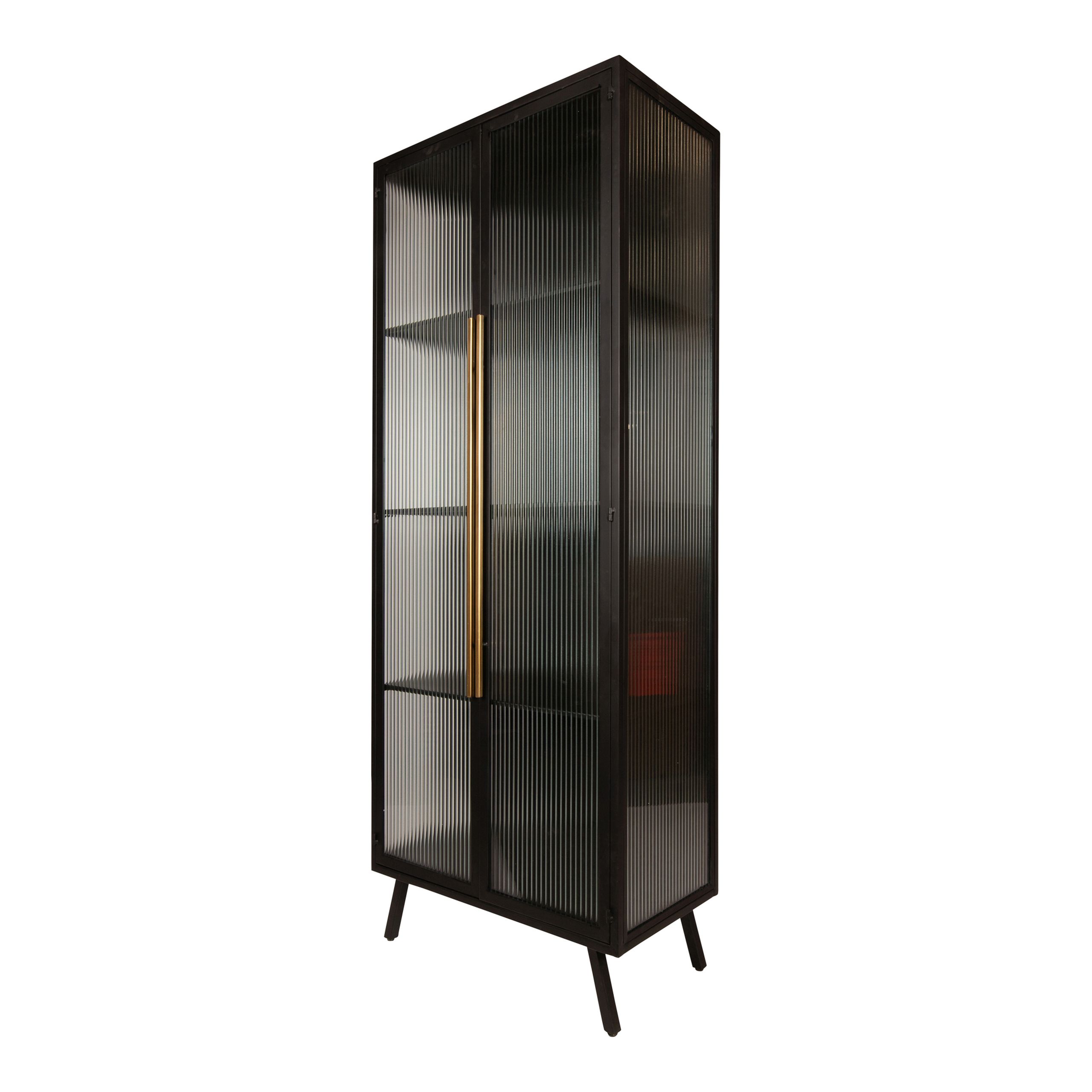 Industrial Vitrine Caeleen Metall mit geriffeltem Glas Industrial Vitrine Caeleen Metall mit geriffeltem Glas