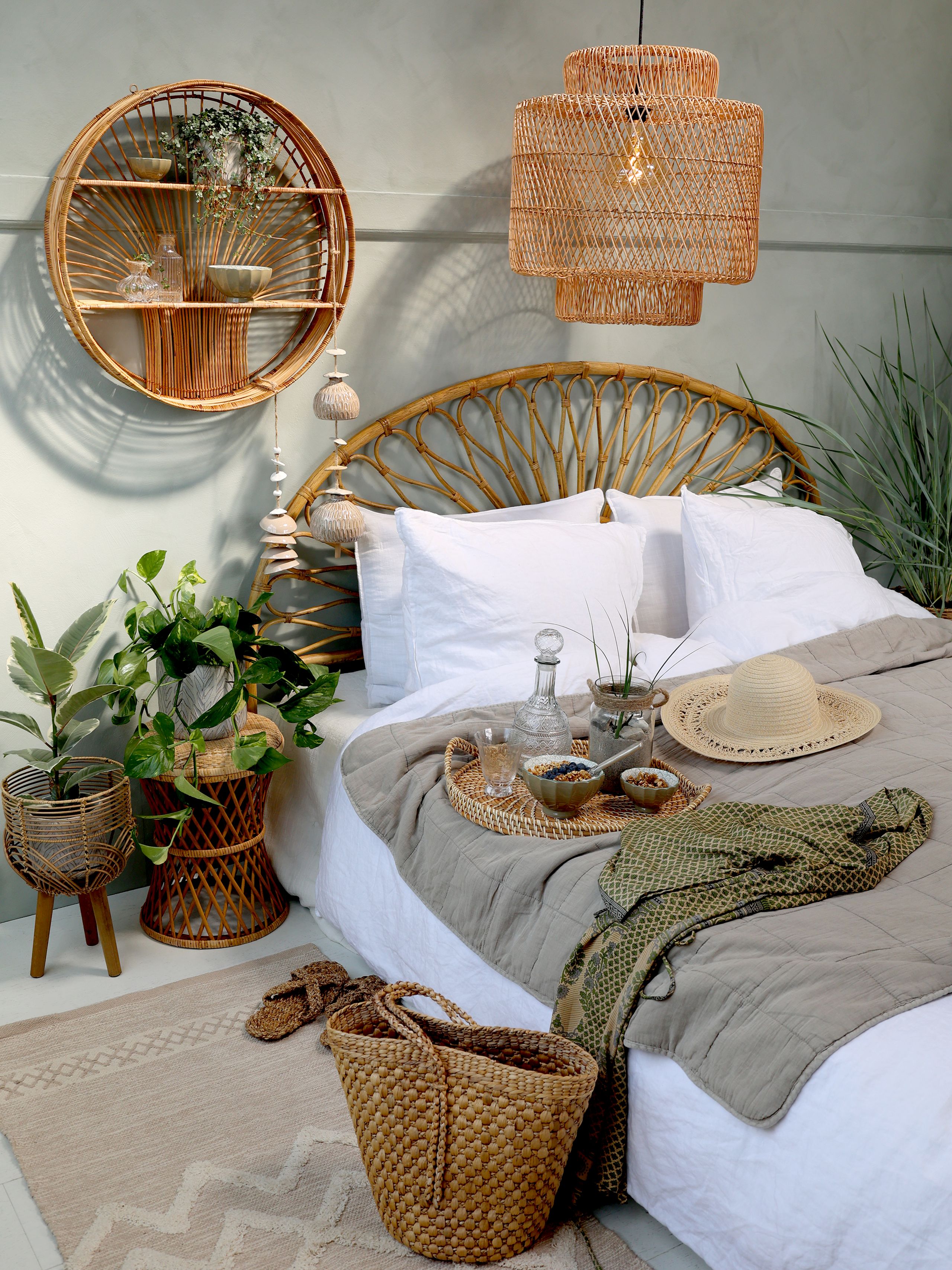 Wandregal Rattan Goa Scandi Bohemian Rund 60cm