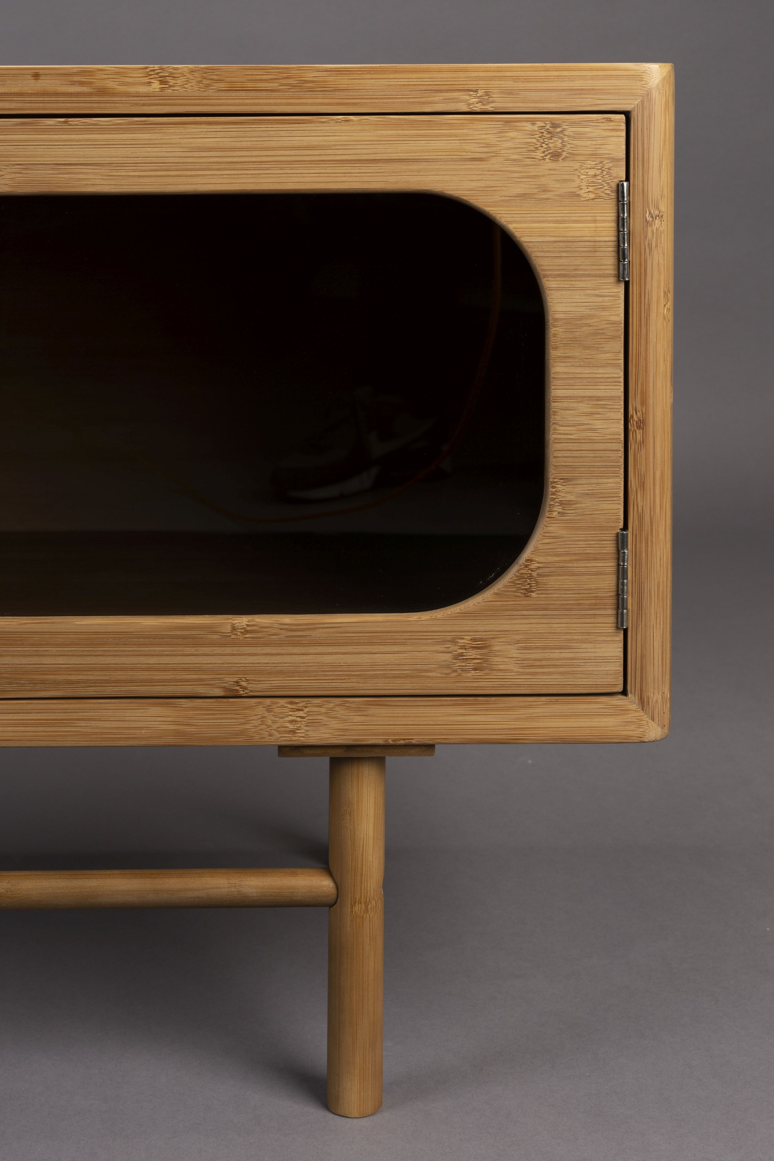 Retro TV-Board Sideboard Caroun Bambus Rauchglas