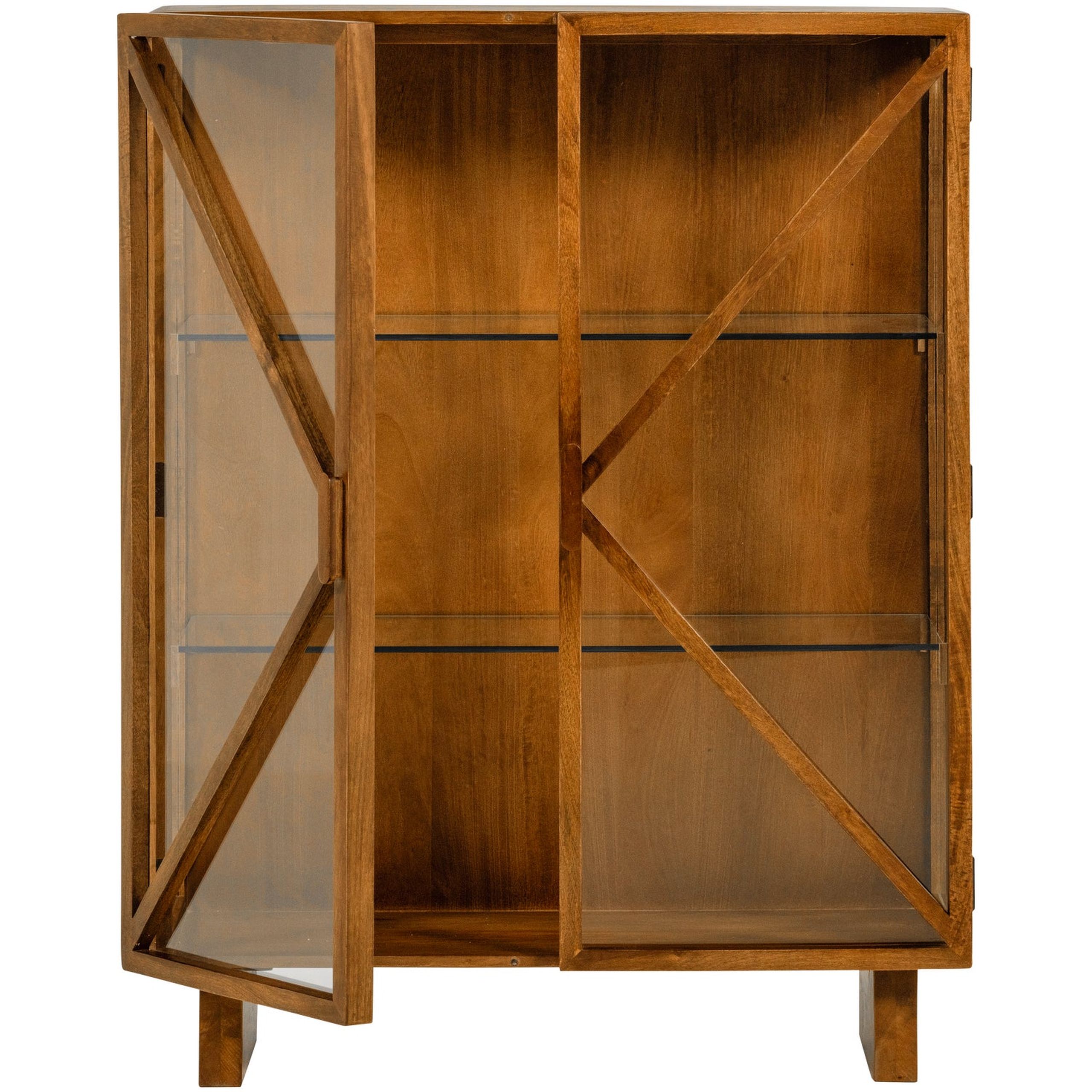 Retro Vitrine Kella Mangolzholz breit Natur