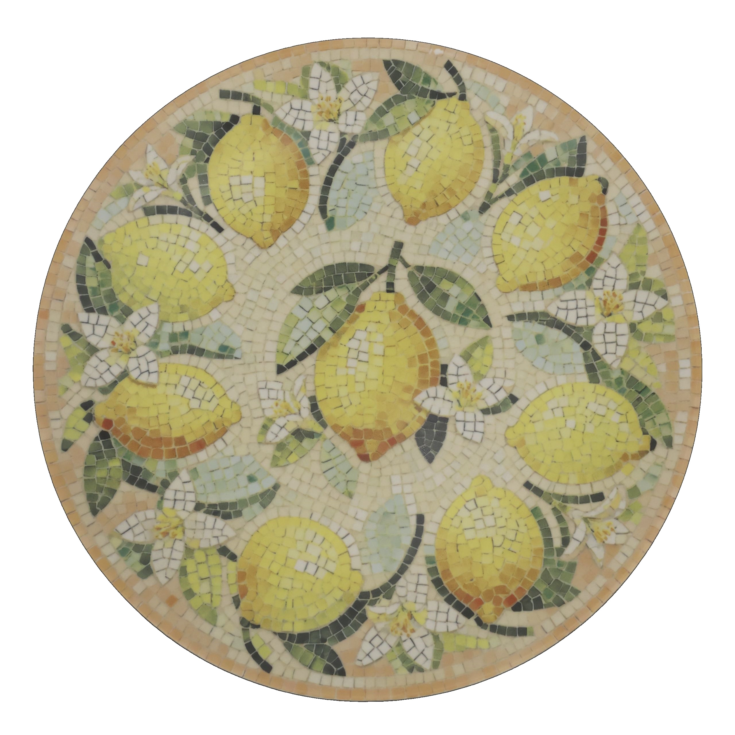 Mediterranes Mosaik Tablett Teller Steingut Chartres Zitronen 2