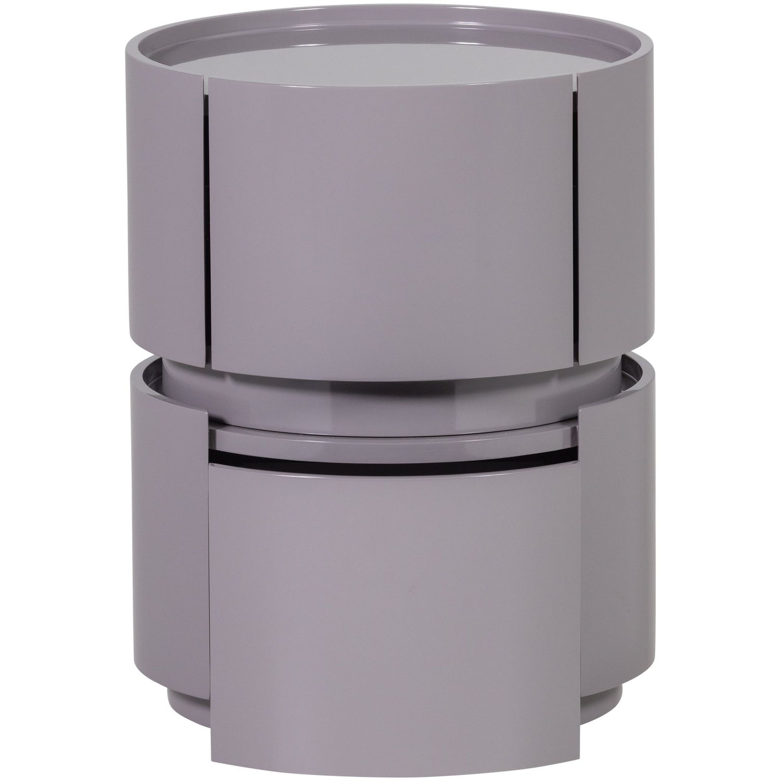 Retro Nachttisch Lunex Rund 2 Schubladen Mauve