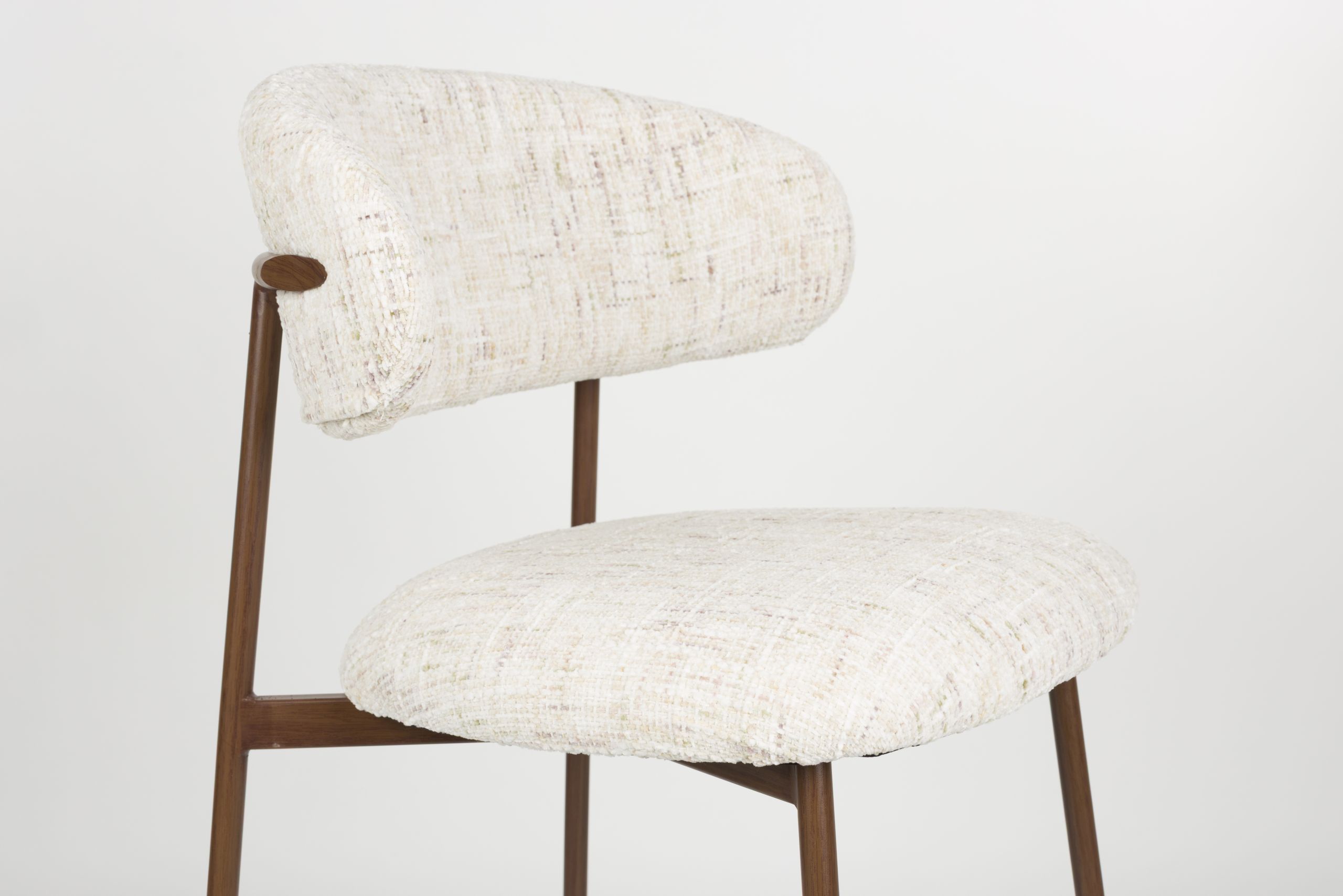 2er Set Retro Barhocker Claes Walnussholzoptik Off-White