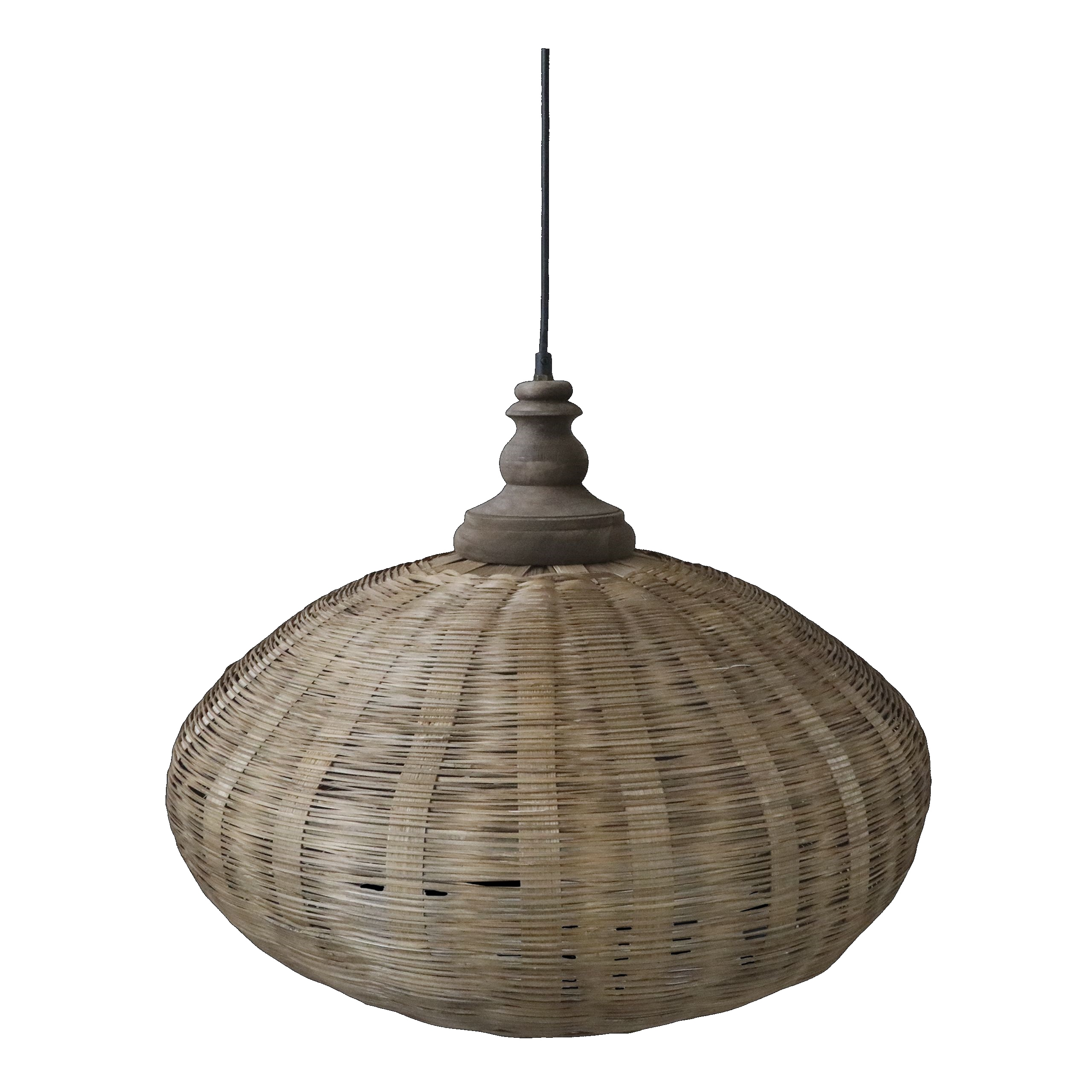 Vintage Hängelampe Chateau Rattangeflecht Mangoholz 
