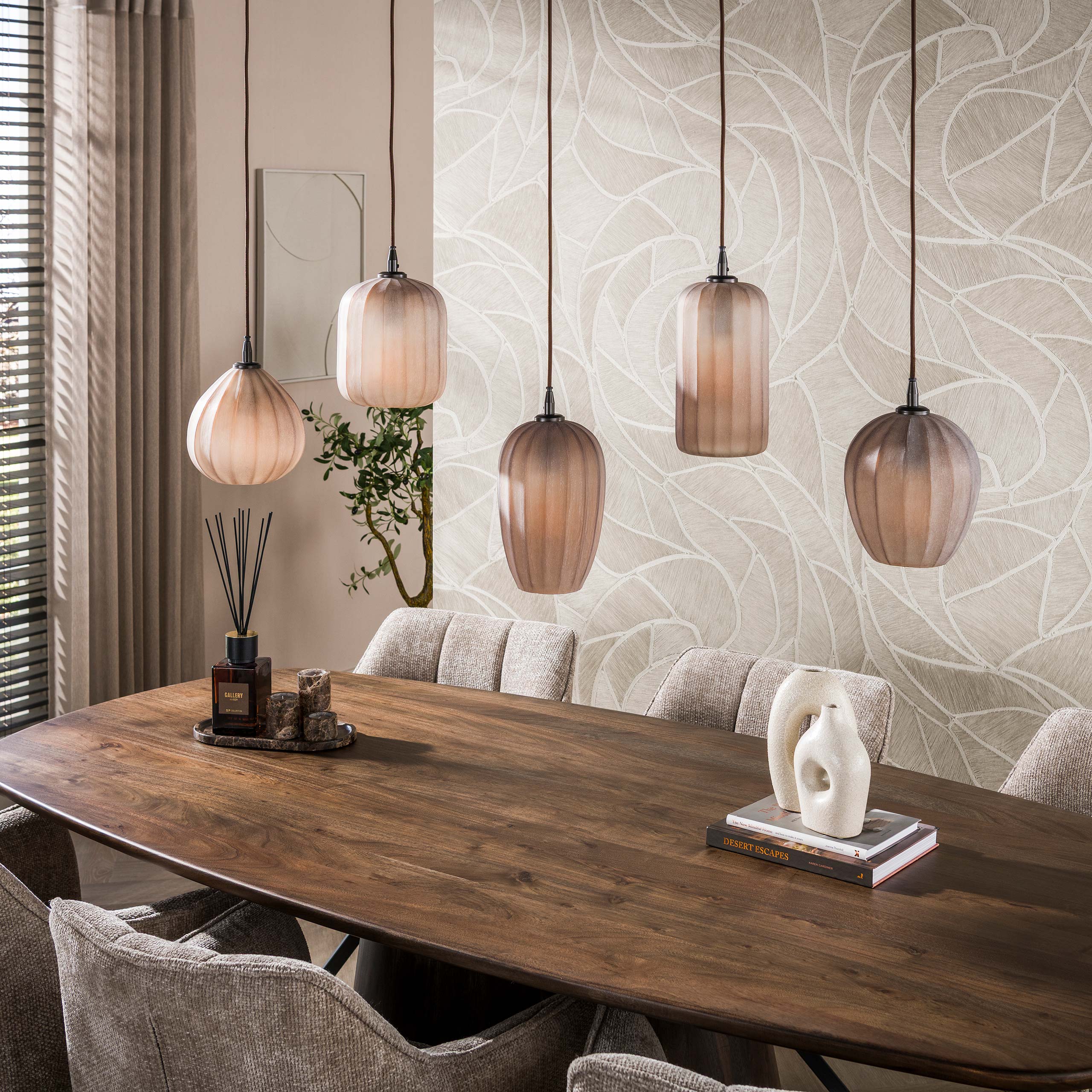 Retro Hängelampe Altura Frosted Glas 5 Schirme
