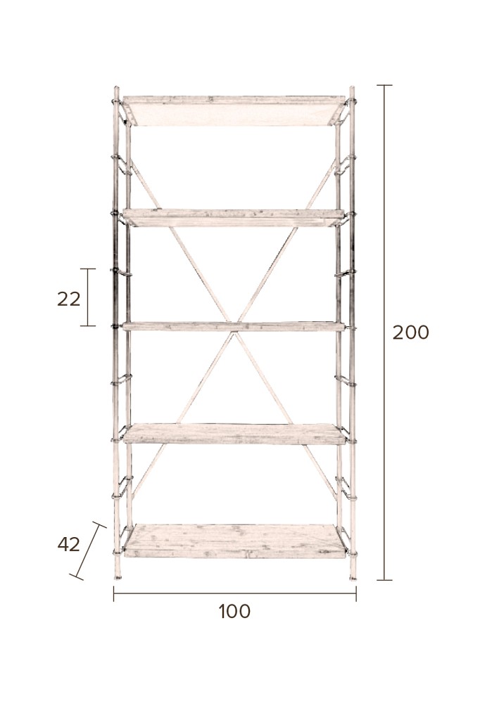 4200001_9 DutchBone Vintage Regal Ironwood Shelf Bücherregal Raumteiler