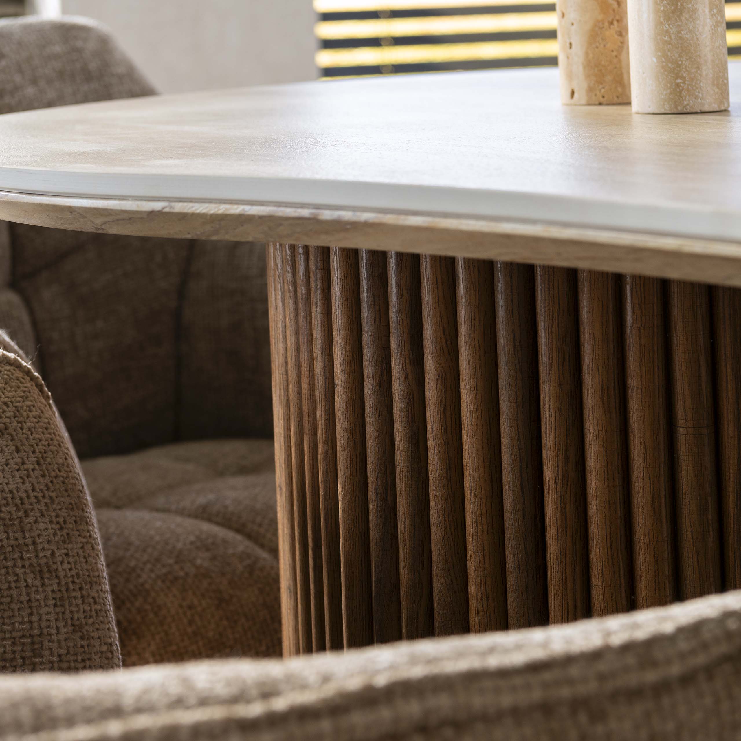 Retro Esstisch Romano 215 Travertin Keramik Nierenförmig