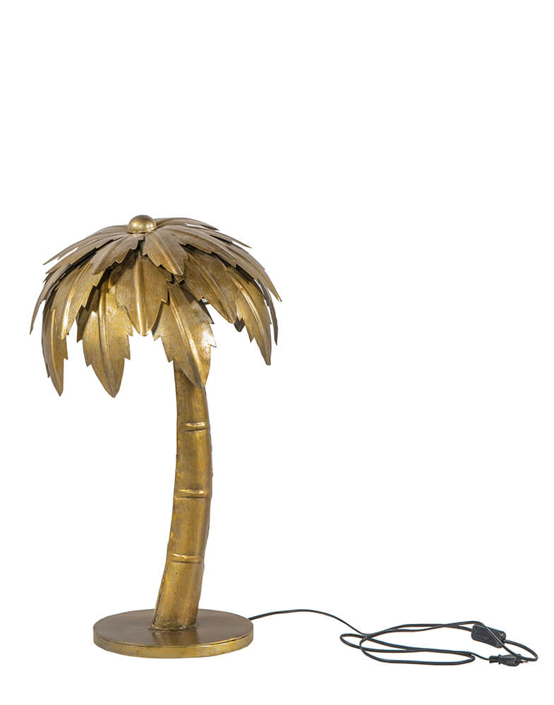 Vintage Tischlampe Palme Metall Gold 70 cm
