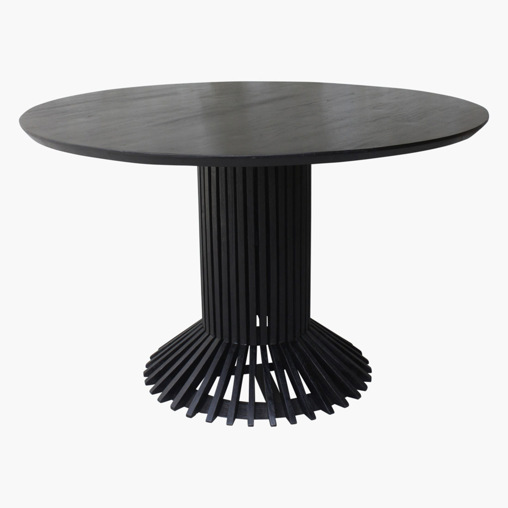 TATW00011_5 Esstisch Teak Eiffel Rund 120 Vintage Design Schwarz