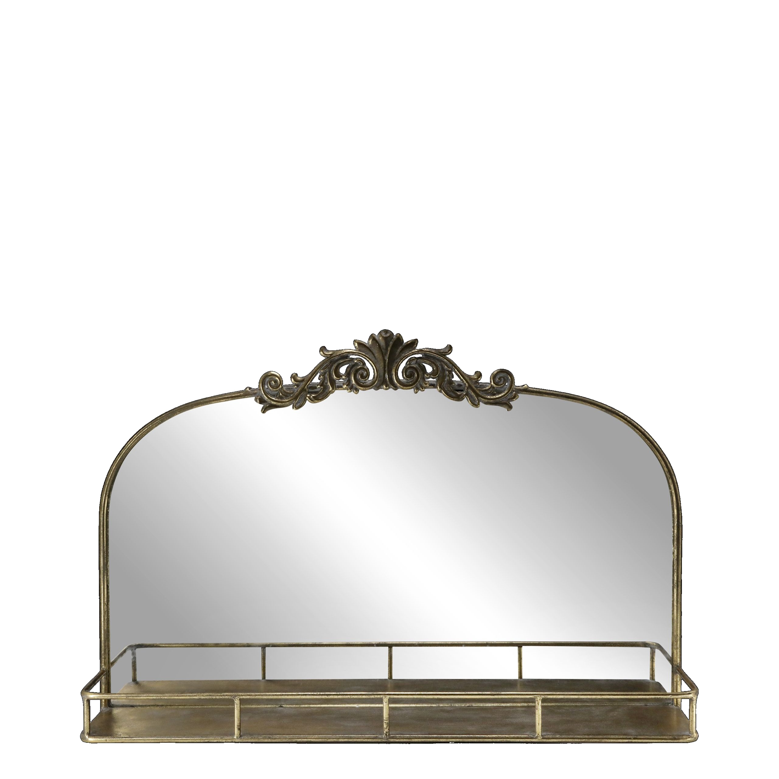 Vintage Wandspiegel mit Ablage in Antik-Gold Vintage Wandspiegel mit Ablage in Antik-Gold