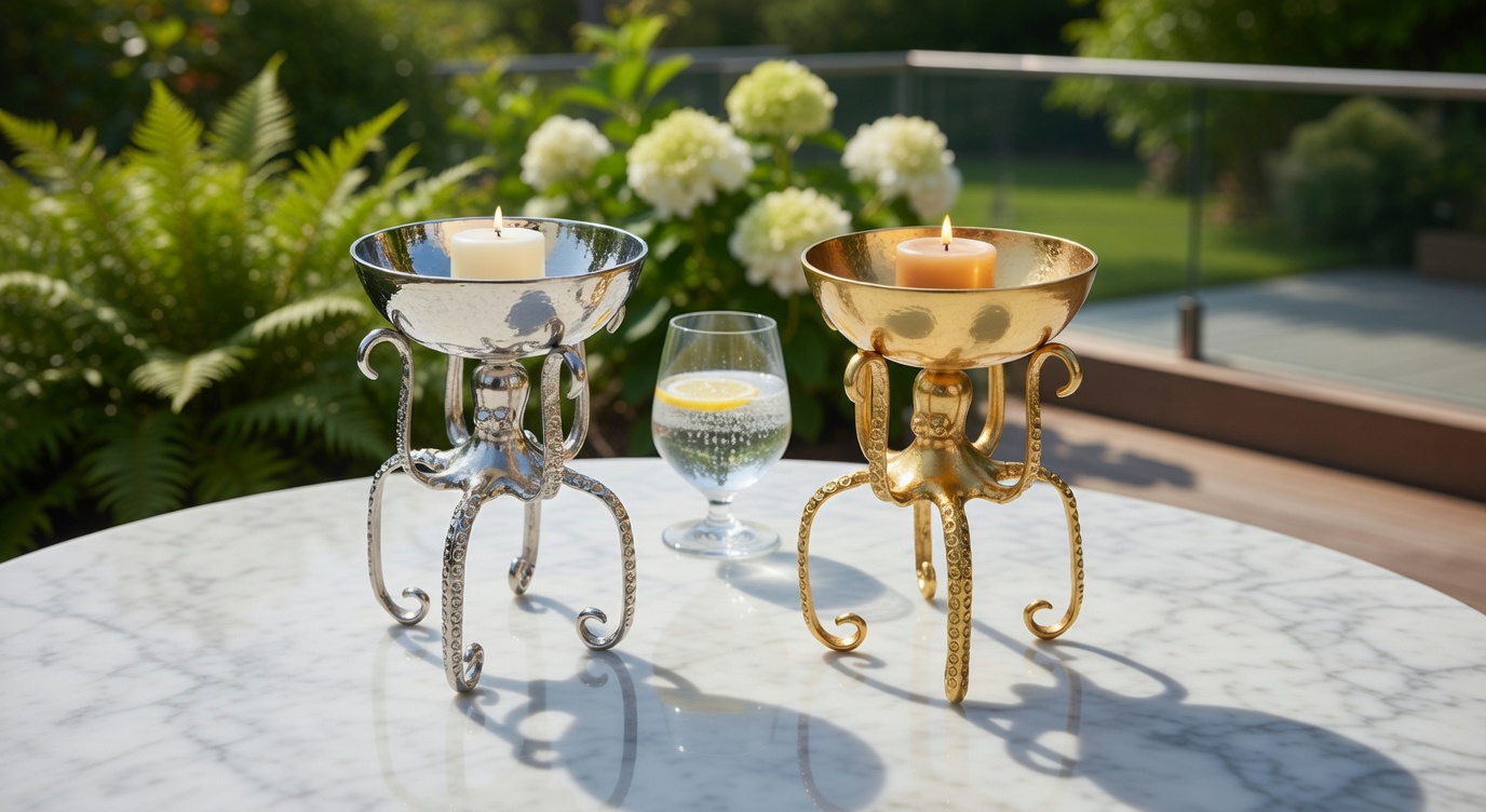 Deko Schale Octopus Krake Aluminium Gold