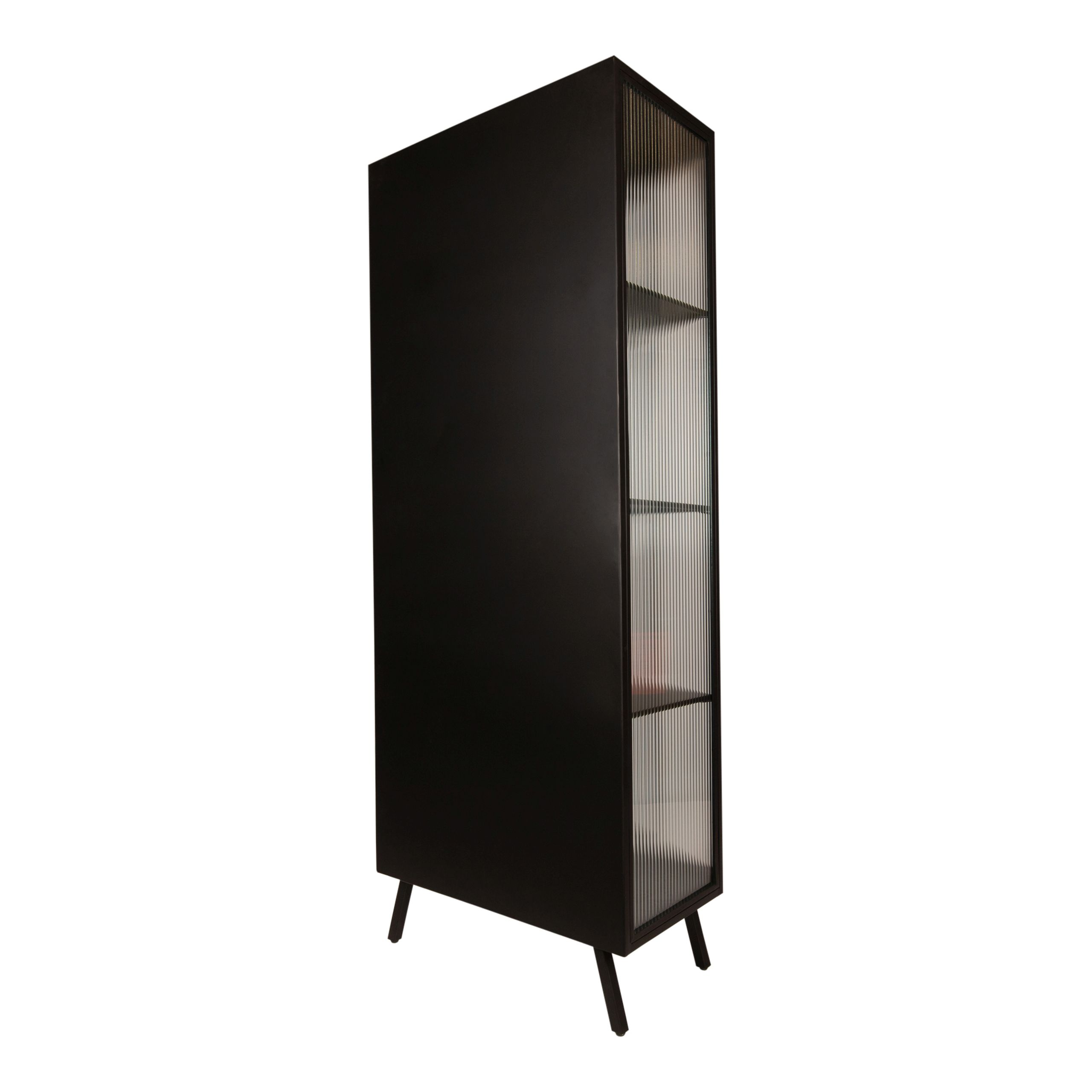 Industrial Vitrine Caeleen Metall mit geriffeltem Glas Industrial Vitrine Caeleen Metall mit geriffeltem Glas