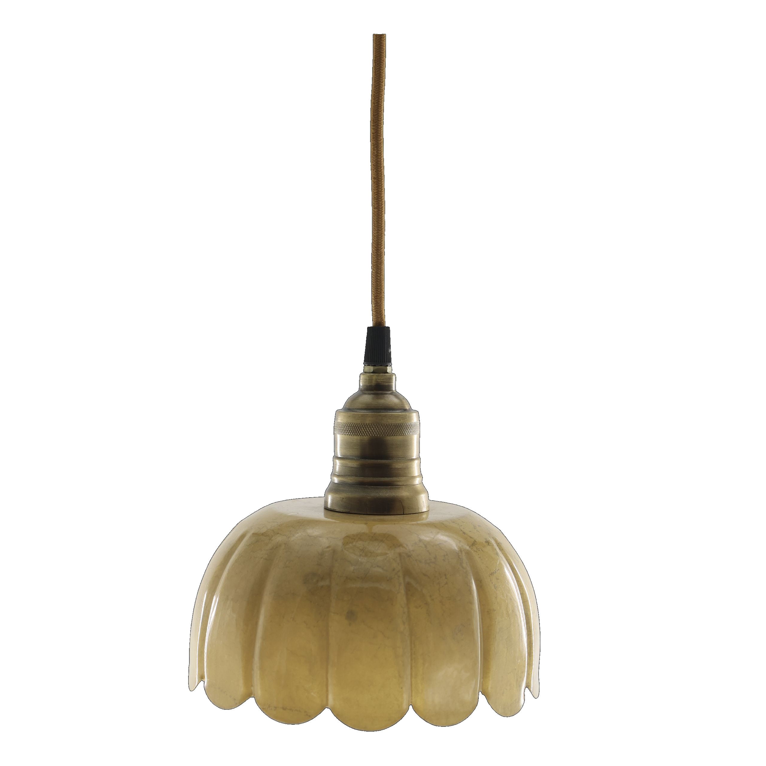 Vintage Hängelampe Lunel Emaille Mellow Messingfassung Modell 1