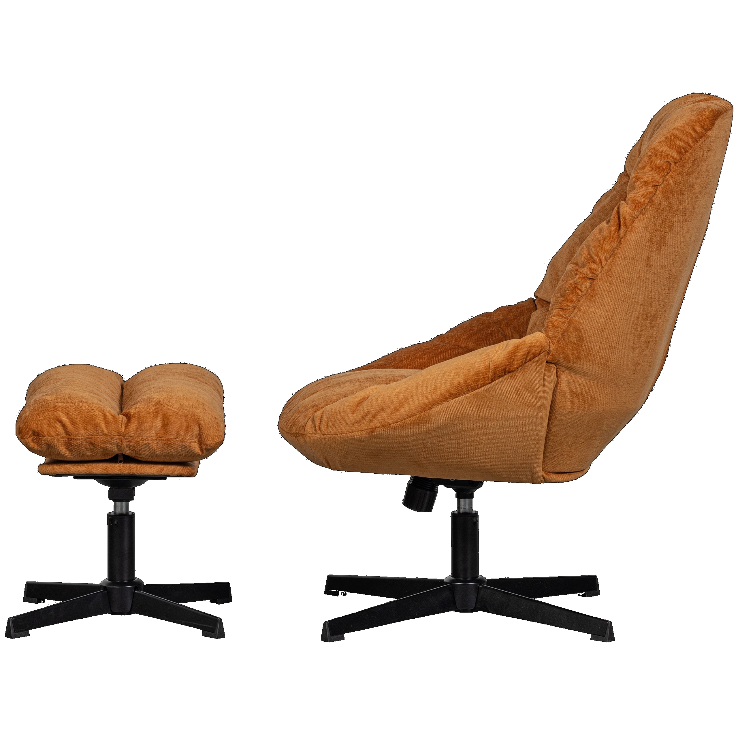 Retro Loungesessel Relaxsessel Yaro Set mit Hocker Samt Ginger oder Espresso