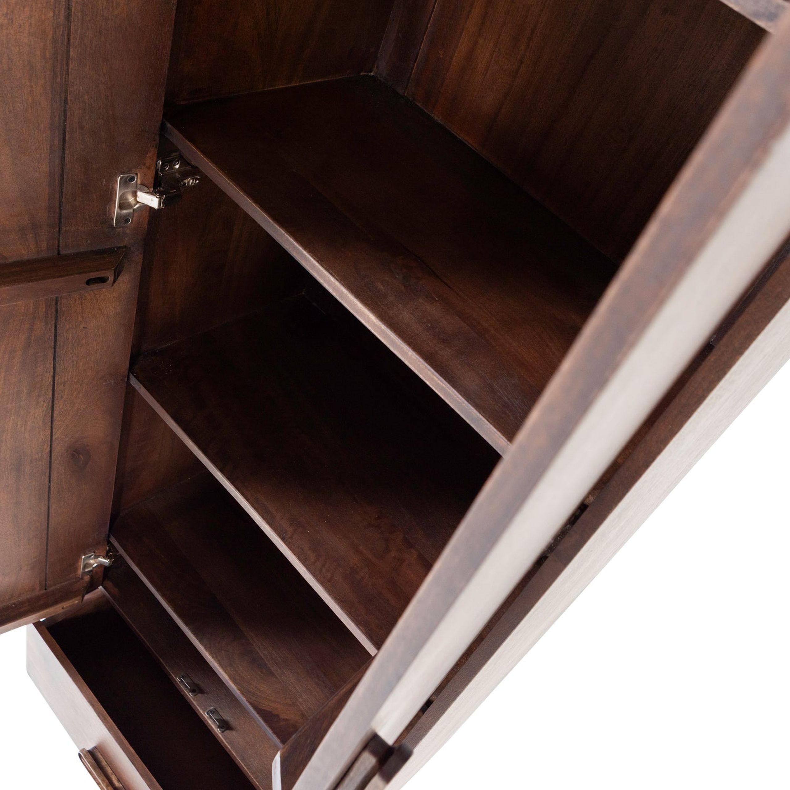 Retro Hochschrank Liya Mangoholz 2 Türen 1 Schublade