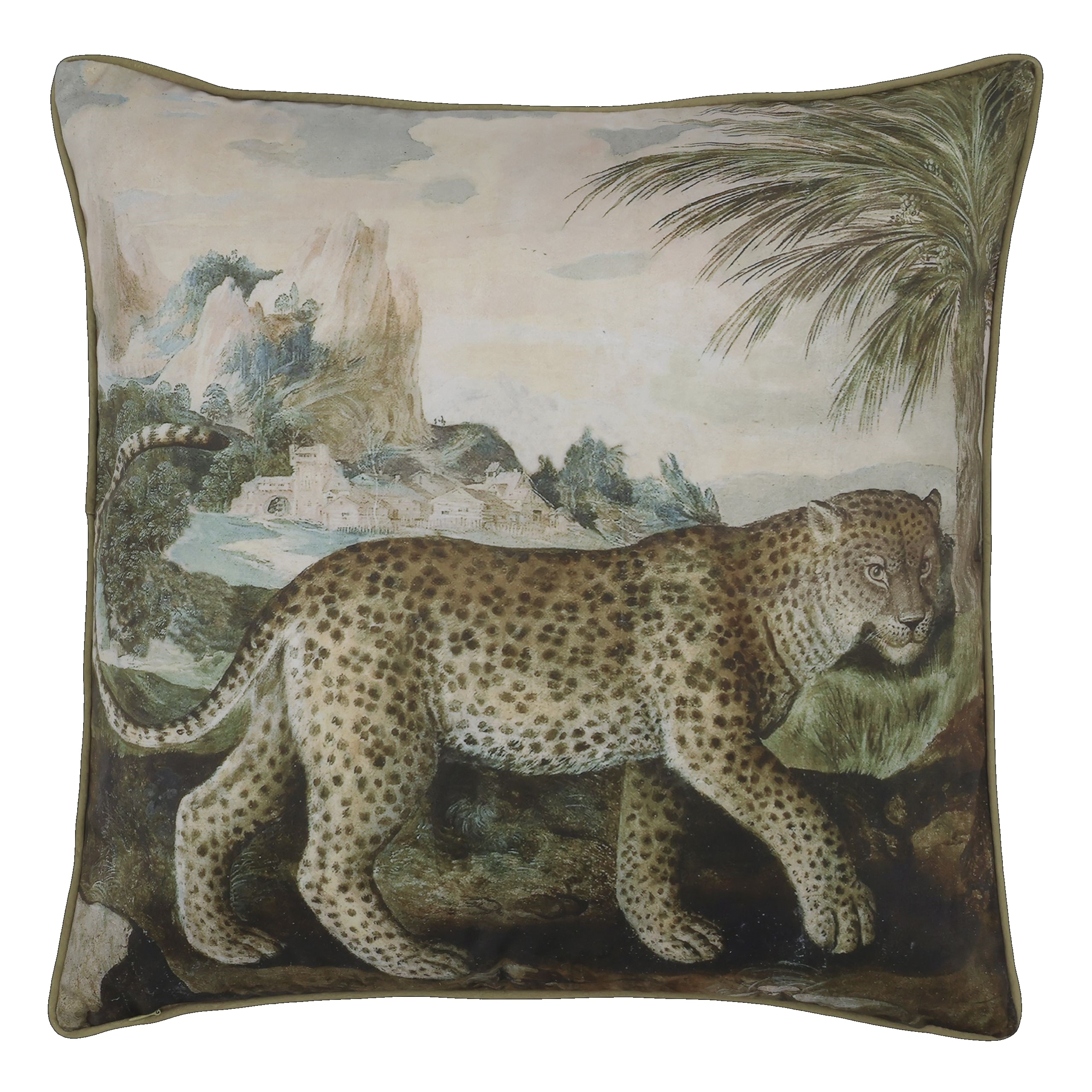 Vintage Kissenbezug Château Élégance Leopard 50 x 50 